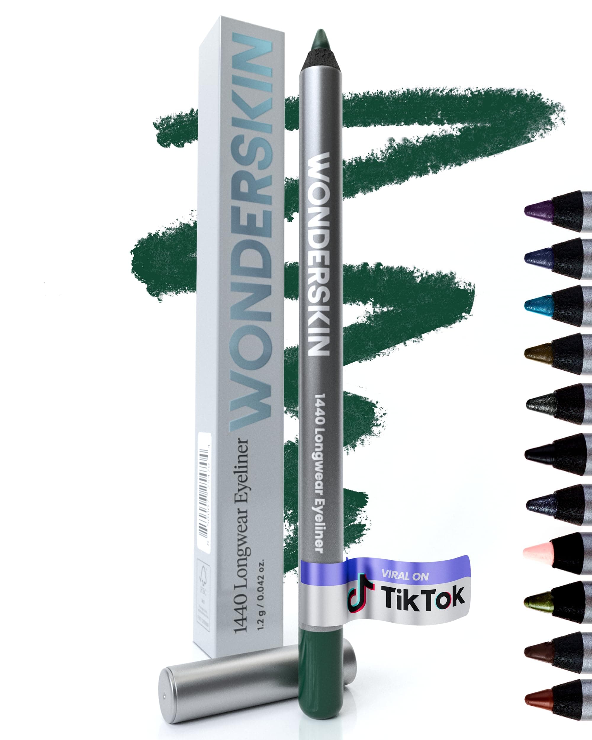 - Eyeliner Pencil, 1440 Longwear Green Eyeliner Pencil - Waterproof, Sharpenable & Smudge Proof (Pine)