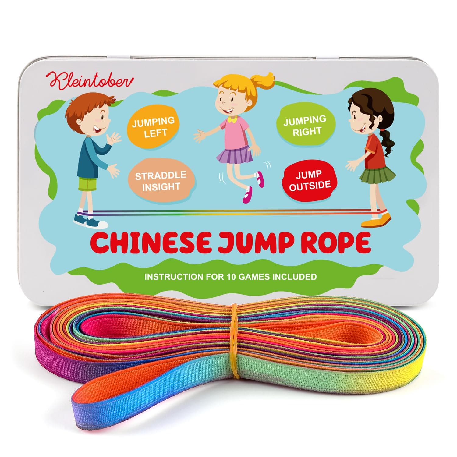 Kleintober I Chinese Jump Rope I Rubber Twist I Gummitwist I Indoor and Outdoor Toys I Stretchy Rope for Kids I with Instructions for Play I Outdoor Toys for Kids Ages 8-12