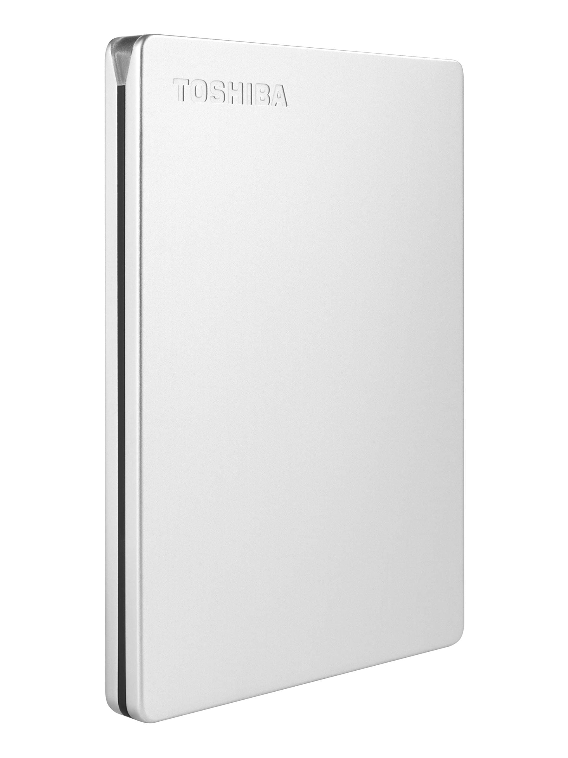 2TB Canvio Slim - Portable External Hard Drive, HDD compatible with Windows and Mac, USB 3.2. Gen 1 Technology, Aluminium finish, Silver (HDTD320ES3DA)