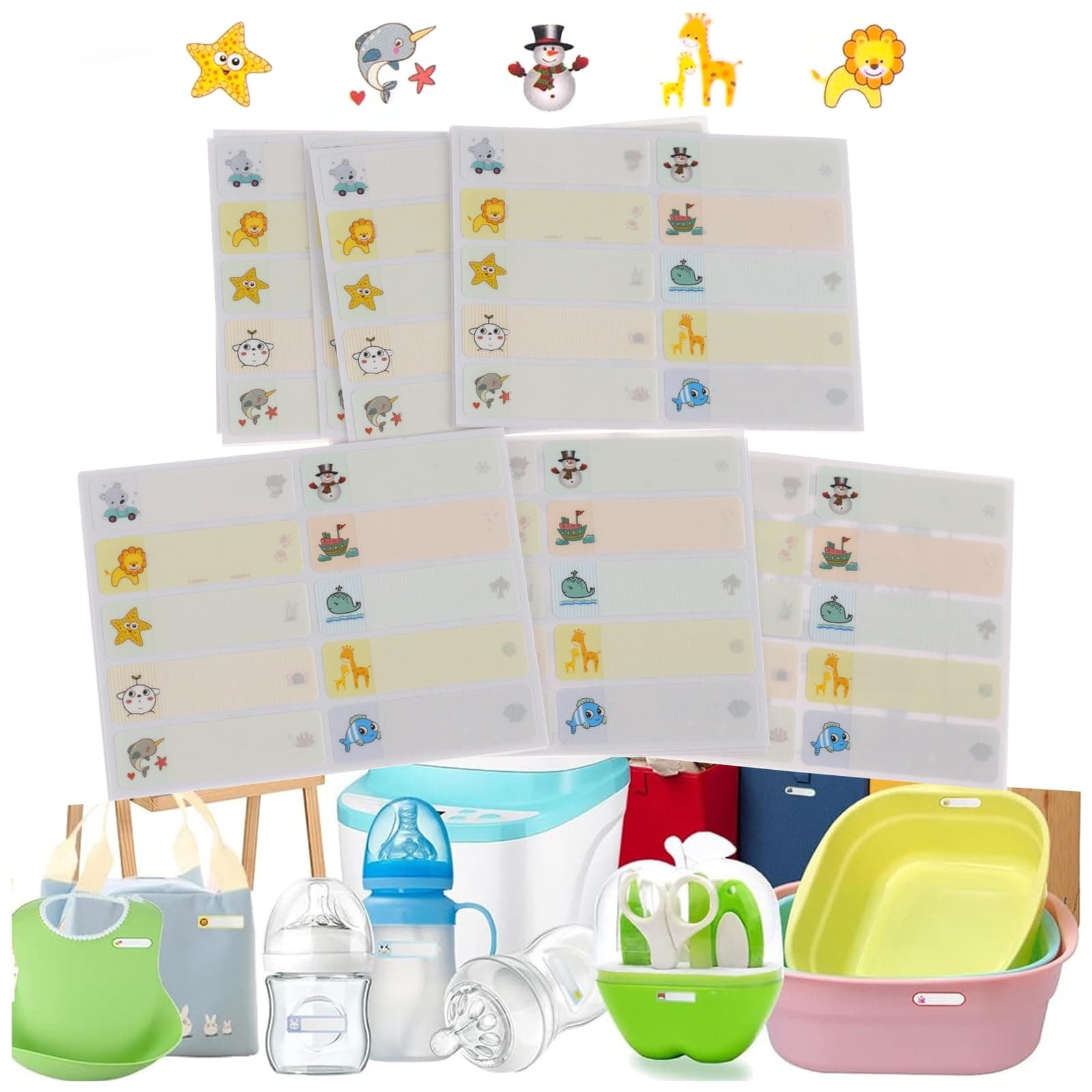 200PCS Waterproof Name Labels for Daycare, School Supplies Name Label, Baby Bottle Labels, Lunch Box Safe Name Tags, Sippy Cup Water Bottle for Stuff School