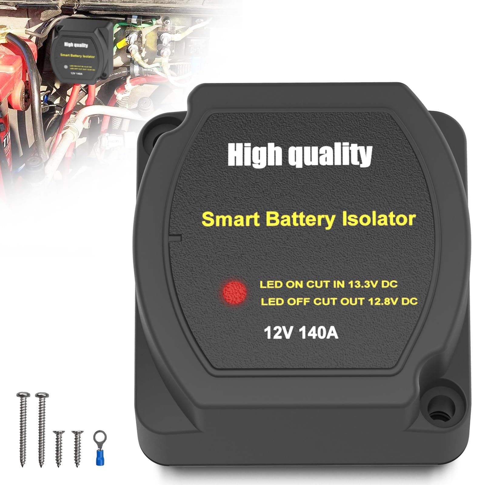 Split Charge Relay 12V 140Amp, Voltage Sensitive Relay VSR,Compatible with Truck RV Marine Car Vehicles Caravan Off-road Camper Yacht,Not Fit for lithium batteries