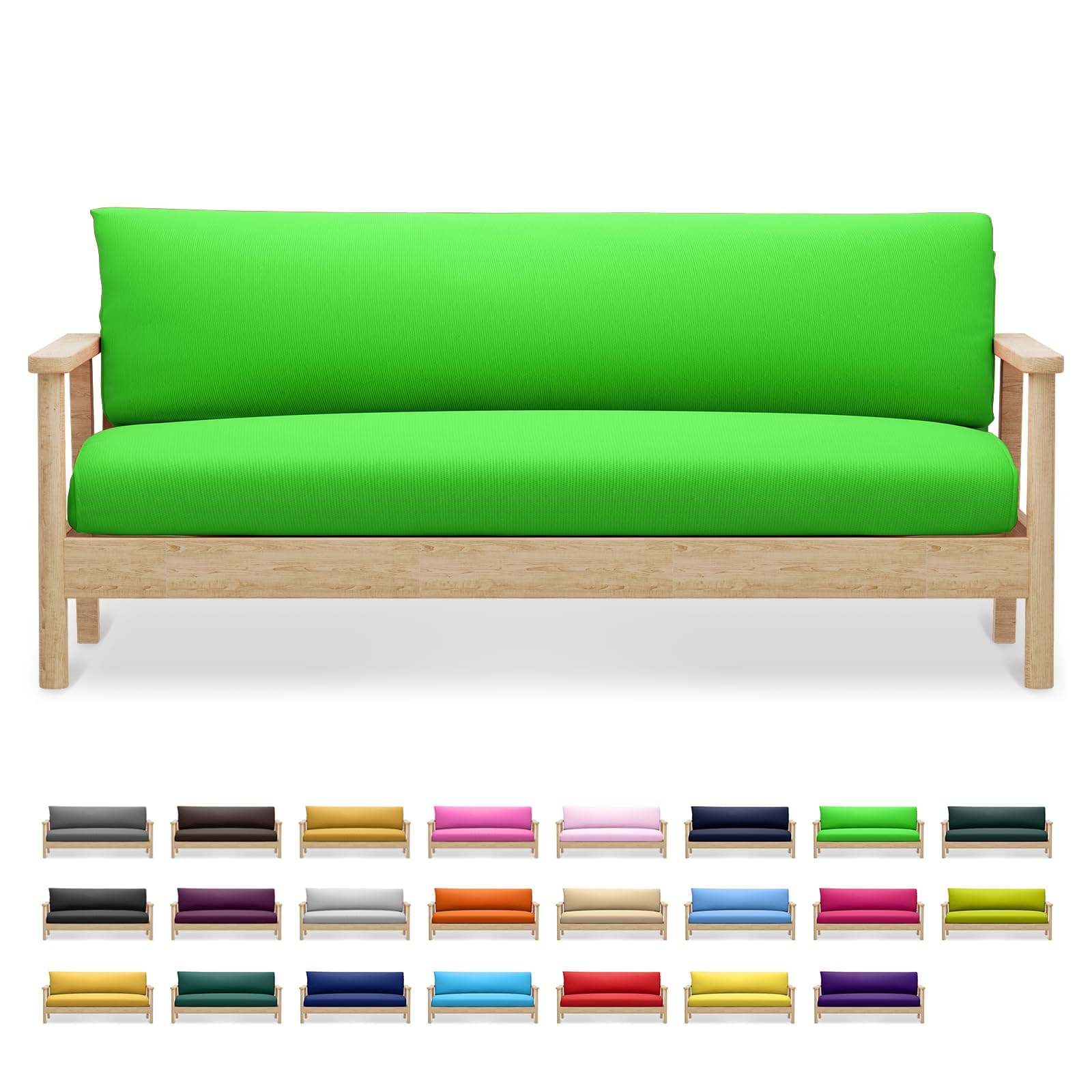 Magshion Futon Cover Stretch Futon Cover Armless Sofa Slipcover Non Slip Sofa Bed Cover Full Size 54"x75"x2" Lime