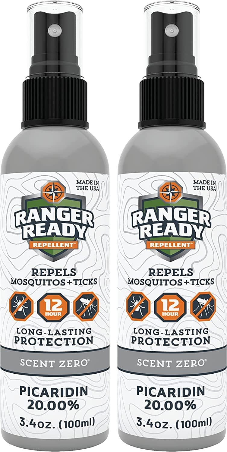 Ranger Ready Repellents Picaridin Insect Repellent Spray with Scent Zero - Mosquito Repellent and Tick Spray (3.4 oz., Pack of 2)