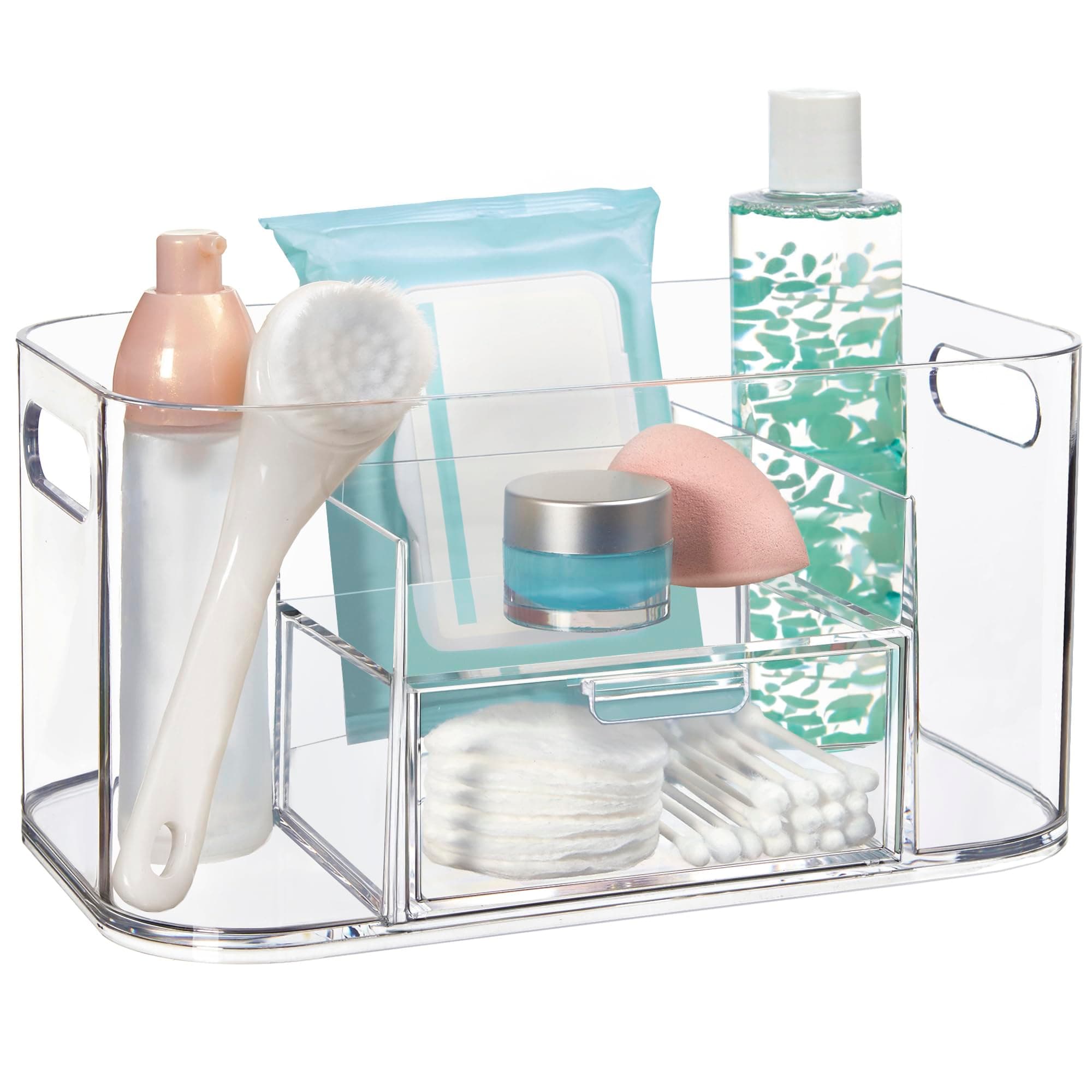 STORi Bliss Clear Makeup Organizer for Countertop, Divided Bathroom Organizer & Storage Drawer, Makeup Brush Holder, Cosmetic & Nail Polish Organizer, Made in USA