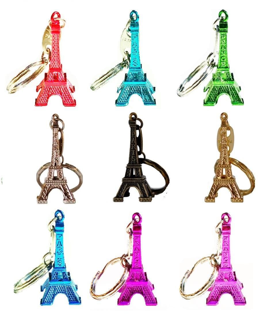 starstreet Eiffel Tower Keychains -Souvenir Of Paris France - Set Of 9 (Assorted Colors)