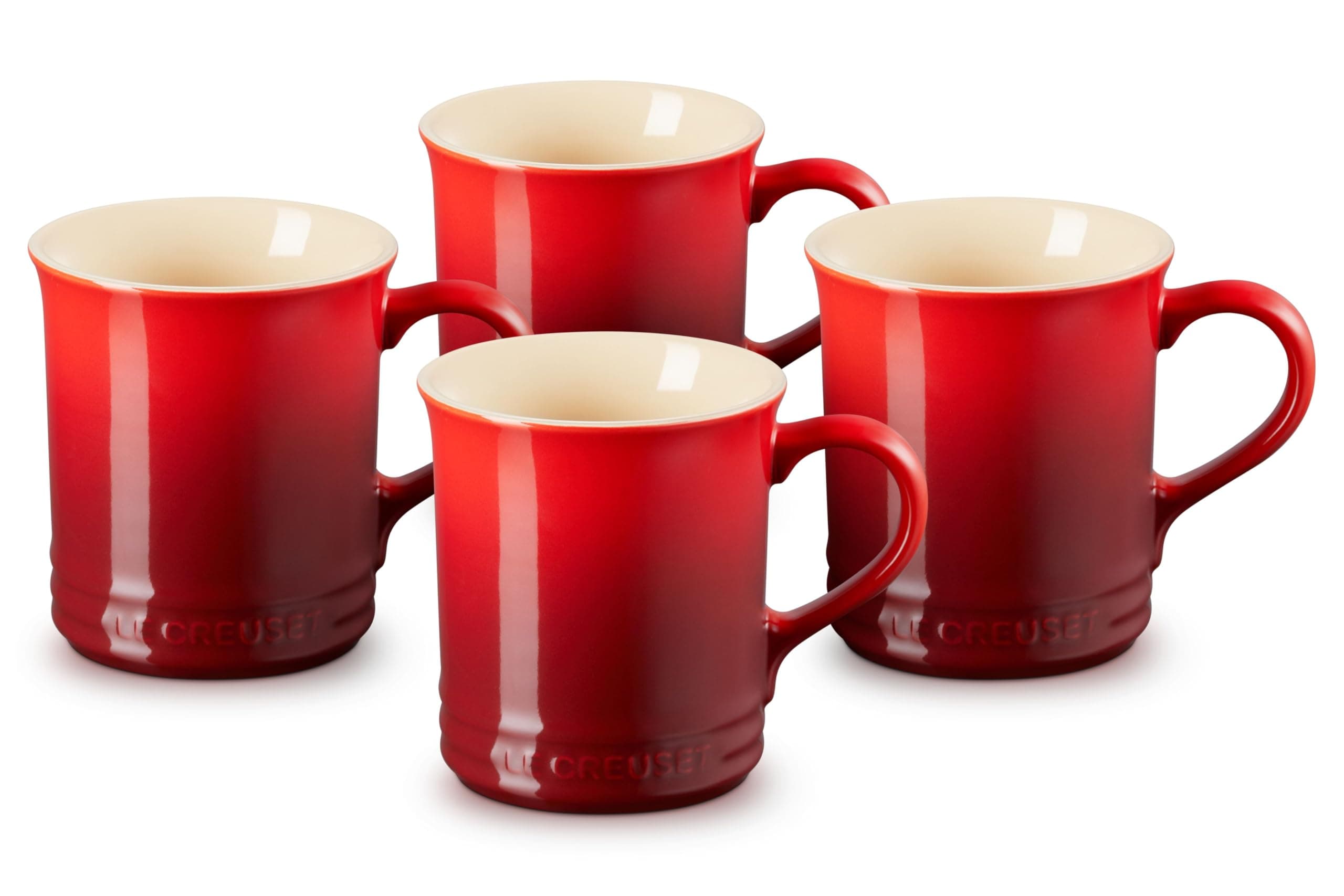 Stoneware Set of 4 Mugs, 14 oz. each, Cerise