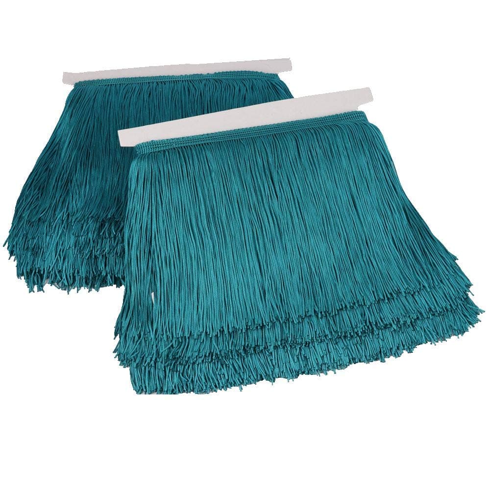 Fringe Trim Lace Polyerter Fibre Tassel 6inch Wide 10 Yards Long for Clothes Accessories Latin Wedding Dress DIY Lamp Shade Decoration Black White Red(Peacock Blue)