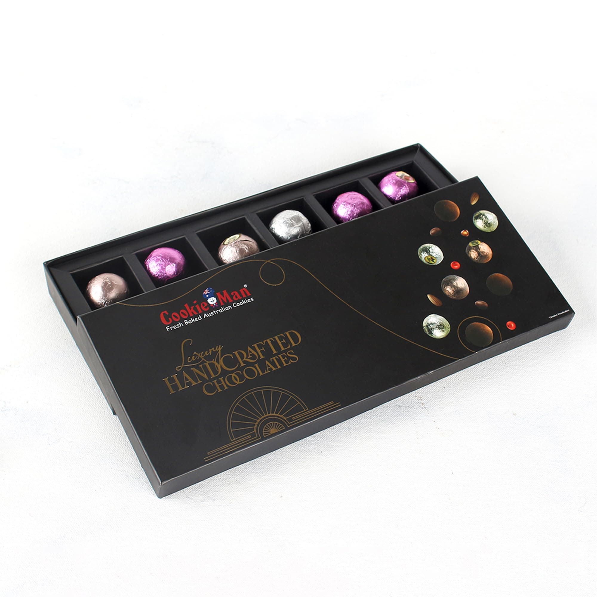 Luxury Center Filled Truffle Chocolates Gift Pack | 12 Pcs Assorted Chocolate Box | Perfect for Gifting | Chocolates comes in Strawberry, Hazelnut, English Toffee, 140g