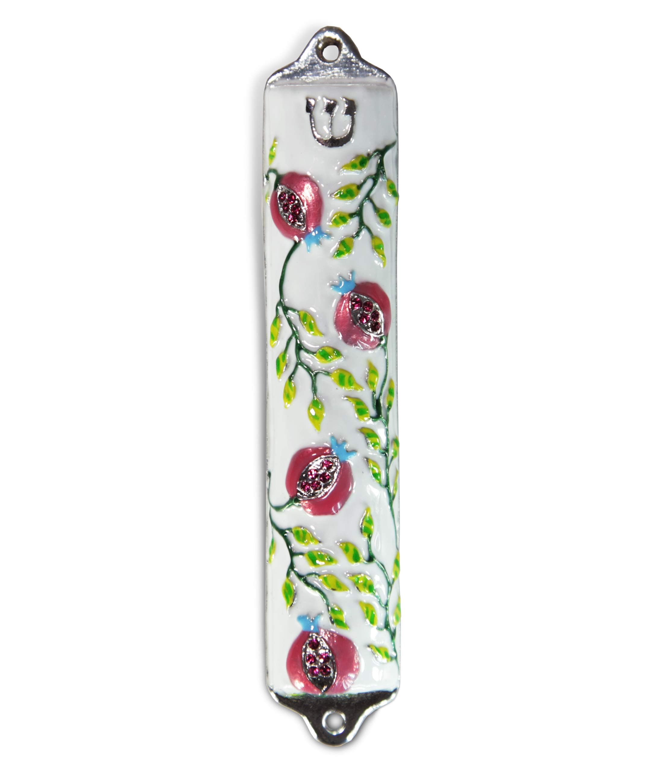 Creative Judaica Door Mezuzah Case Modern Pomegranate Tree Design 4" Jewish Mezuzah Cover Home Blessing