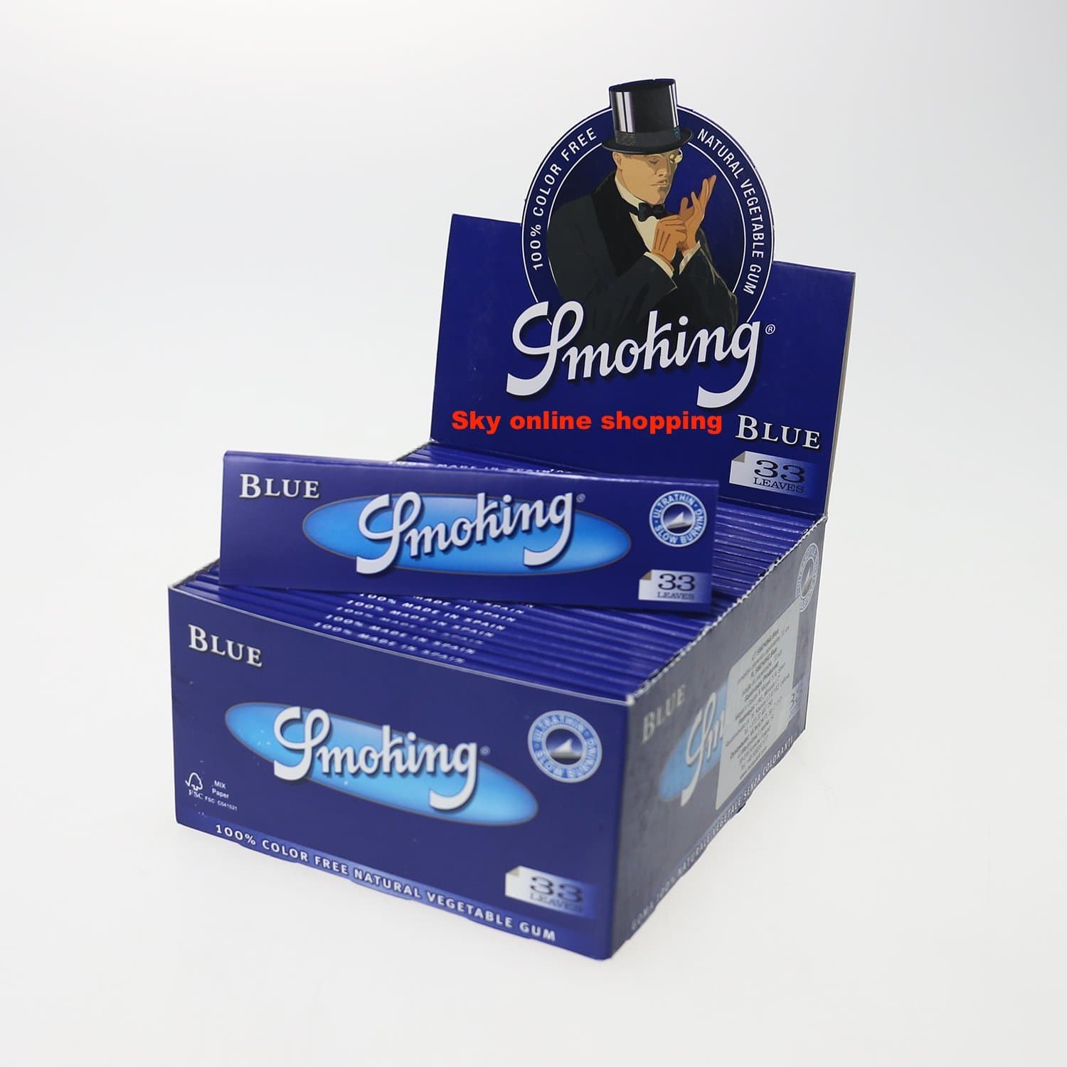 50x Booklets(full box) NEW MR SMOKING Brand KING SIZE ROLLING PAPERS Blue