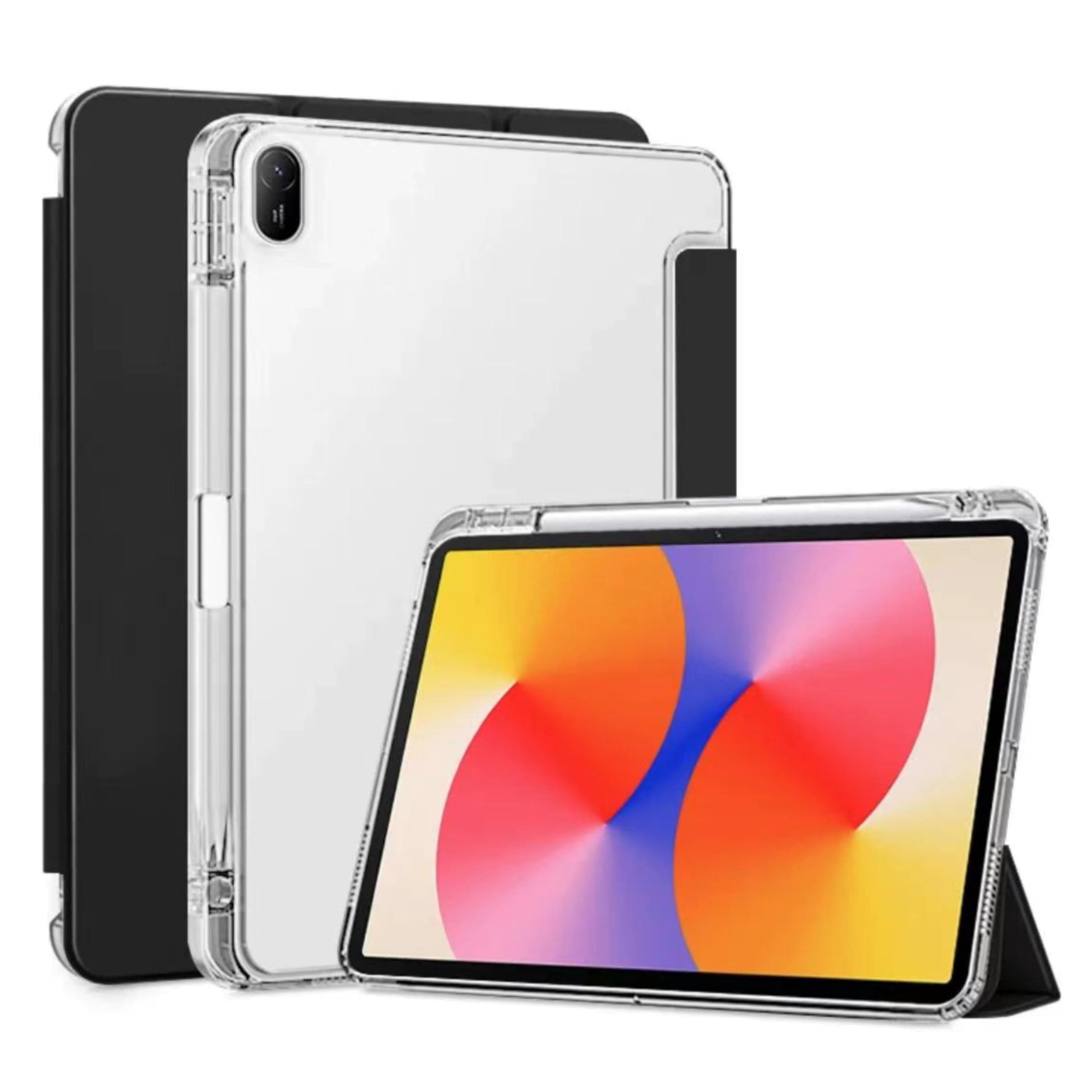 Cover Compatible with Huawei MatePad SE 11inch 2024 Case with Pencil Holder, Slim Lightweight TPU Shockproof Cover with Clear Back Silicone Shell Protective for Huawei MatePad SE 11“ (Black)