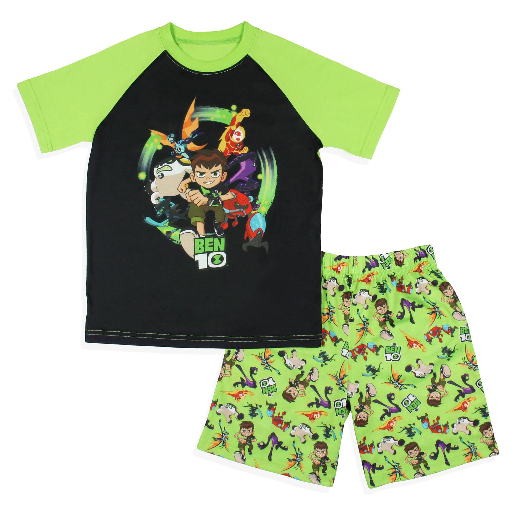 INTIMO Ben 10 Boys' Cartoon TV Series Omnitrix Characters Aliens Sleep Pajama Set Shorts
