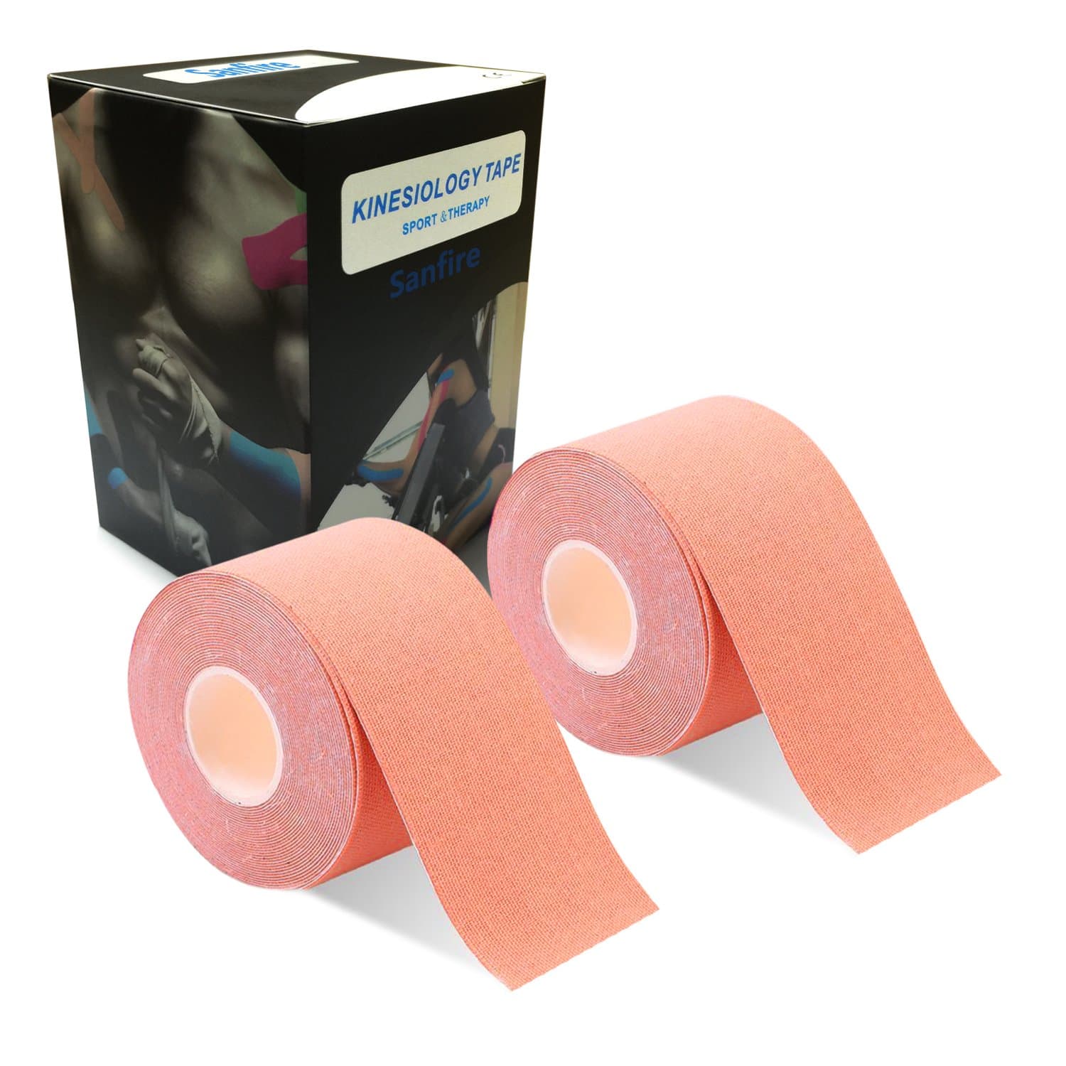Kinesiology Tape 2 Rolls Combo Pack for Athletic Sports, Recovery and Physiotherapy Free, Waterproof, Uncut, 2-Inch x 16.4-Feet