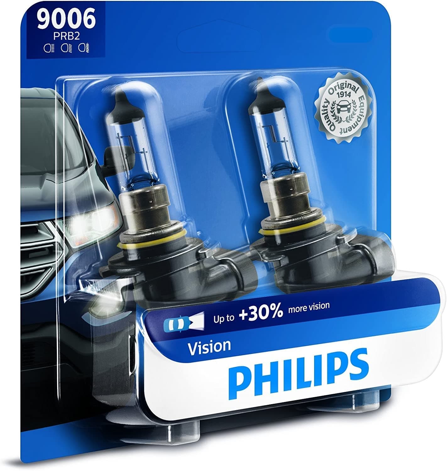 Philips Automotive Lighting 9006 Vision Upgrade Automotive Replacement Headlight Bulb, Fits Select High Beam, Low Beam, or Fog Positions (Pack of 2)