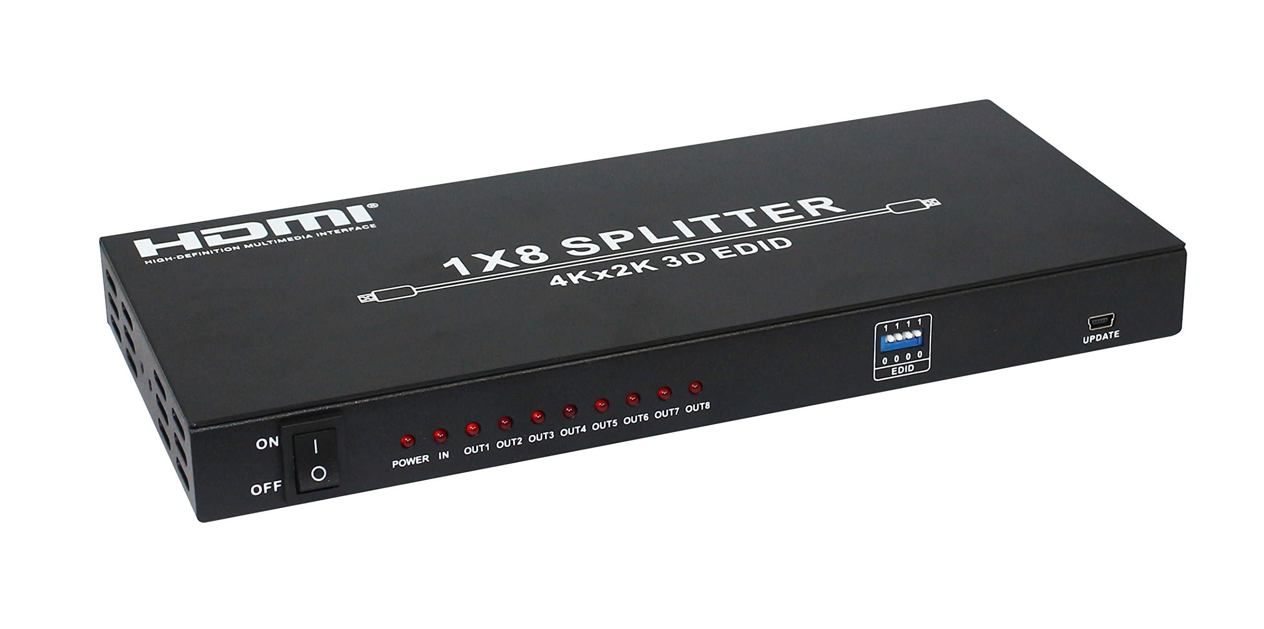 Panlong PL-9818 8-Port HDMI v1.4 Powered Amplifier Splitter 1 In 8 Out with Ultra HD 4K, 3D 1080P, HDCP Support
