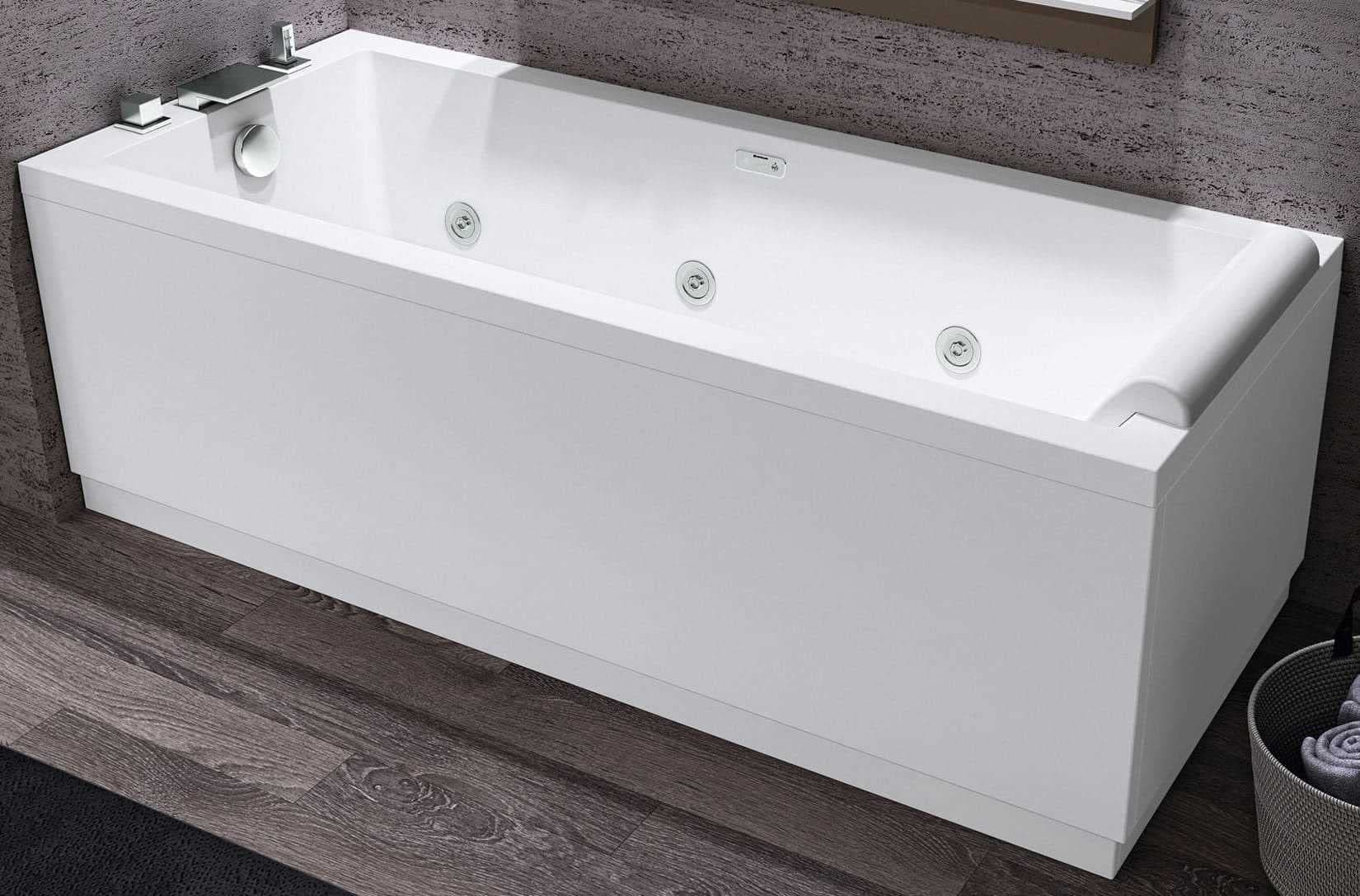 Hydro Massage Bathroom Bath Tub NOVELLINI Calos 150x70 160X70 170X70 170x75 170x80 180x80 H58 cm Column Tap Mixer Waterfall 1 FRONT PANEL 1 Reversible Side Whirlpool 6 Jets Control Frame Headrest