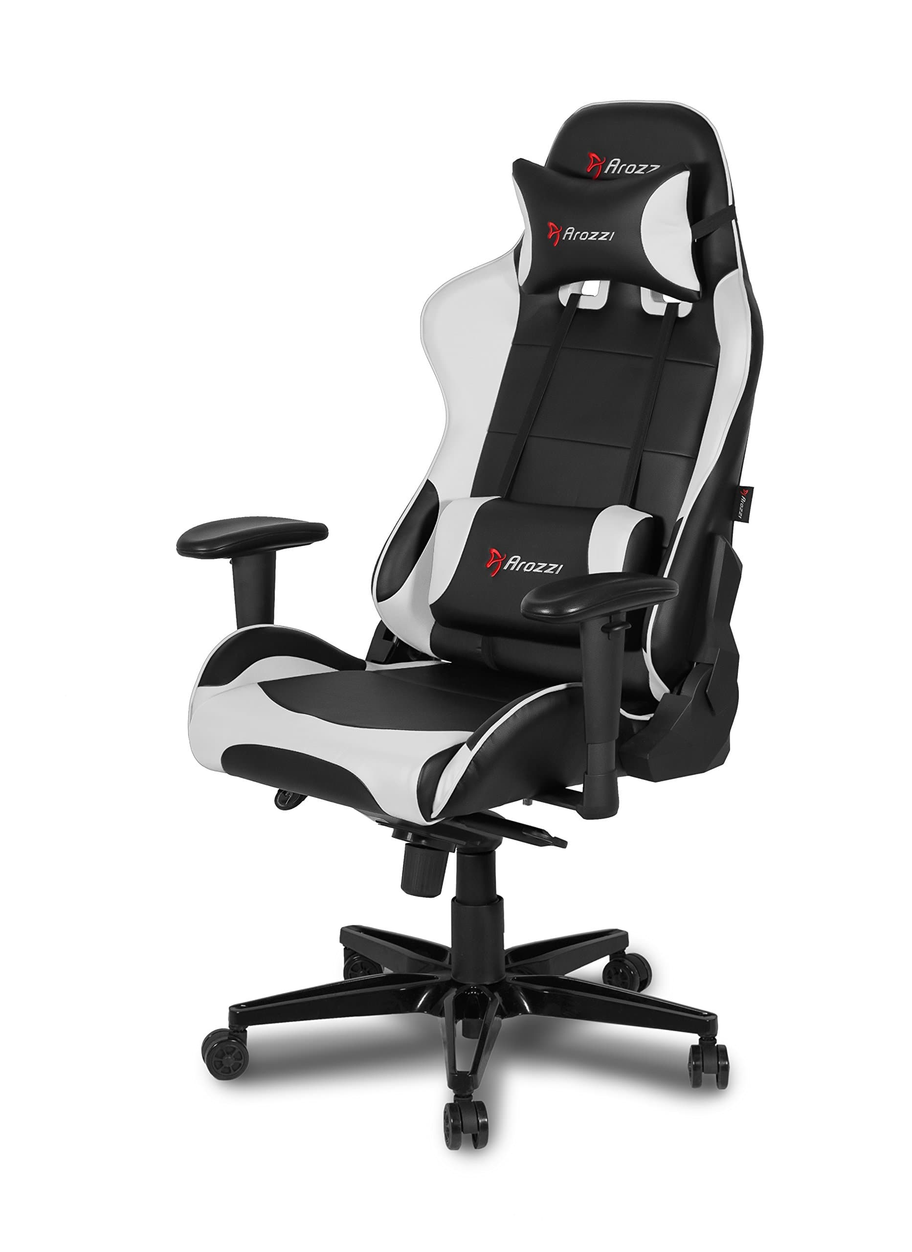 Arozzi Verona XL+ Extra-Wide Premium Racing Style Gaming Chair With High Backrest, Recliner, Swivel, Tilt, Rocker And Seat Height AdjUStment, Lumbar And Headrest Pillows Included - White