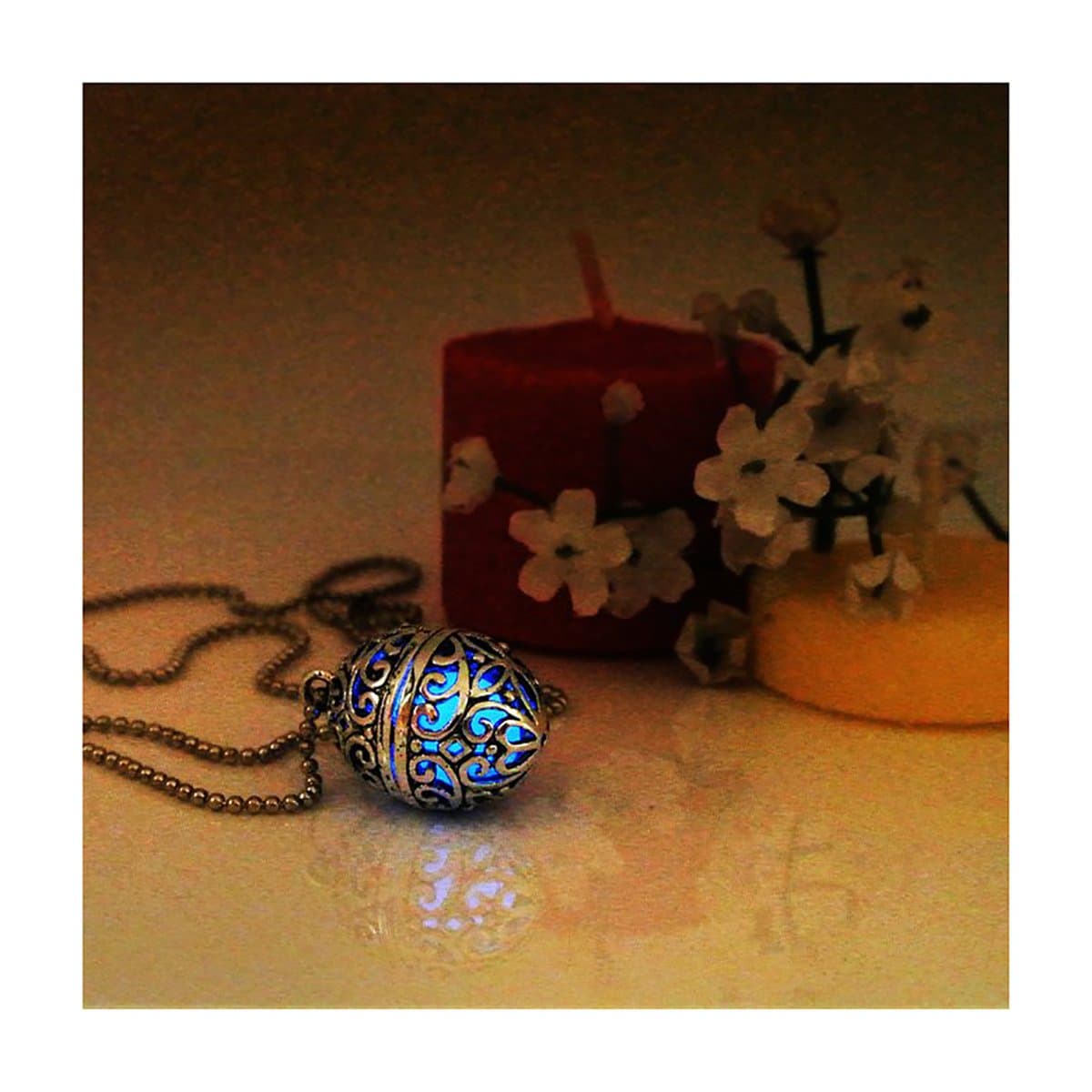 Faberge Egg Glow In the Dark Necklace Jewelry Pendant Steampunk Fairy Magical