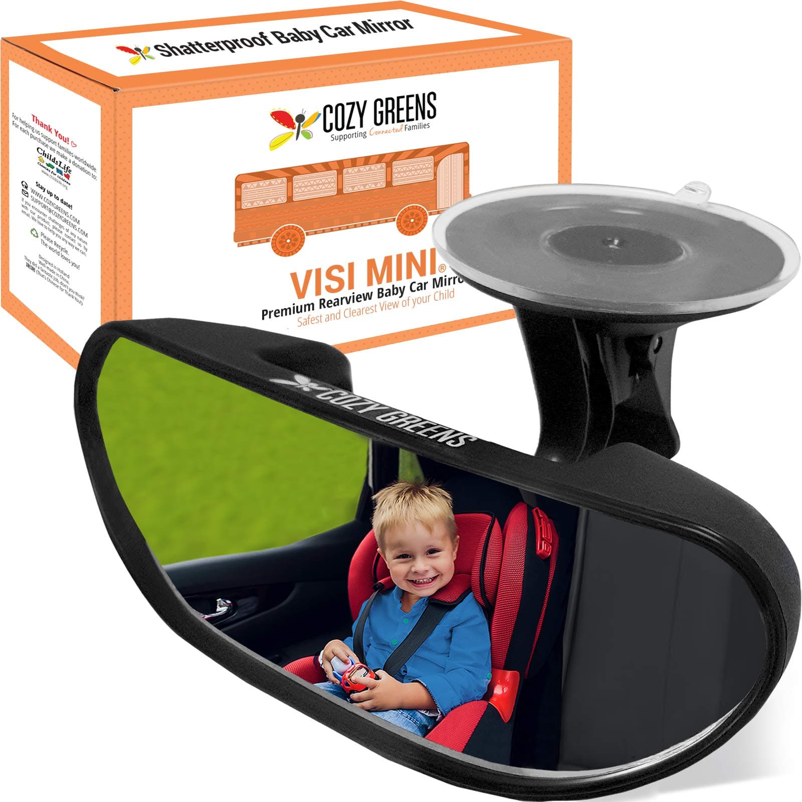 Rearview Baby Car Mirror Windshield Infant Front Facing, Shatterproof Child Safety Mirror, Adjustable Suction Cup (S) by COZY GREENS