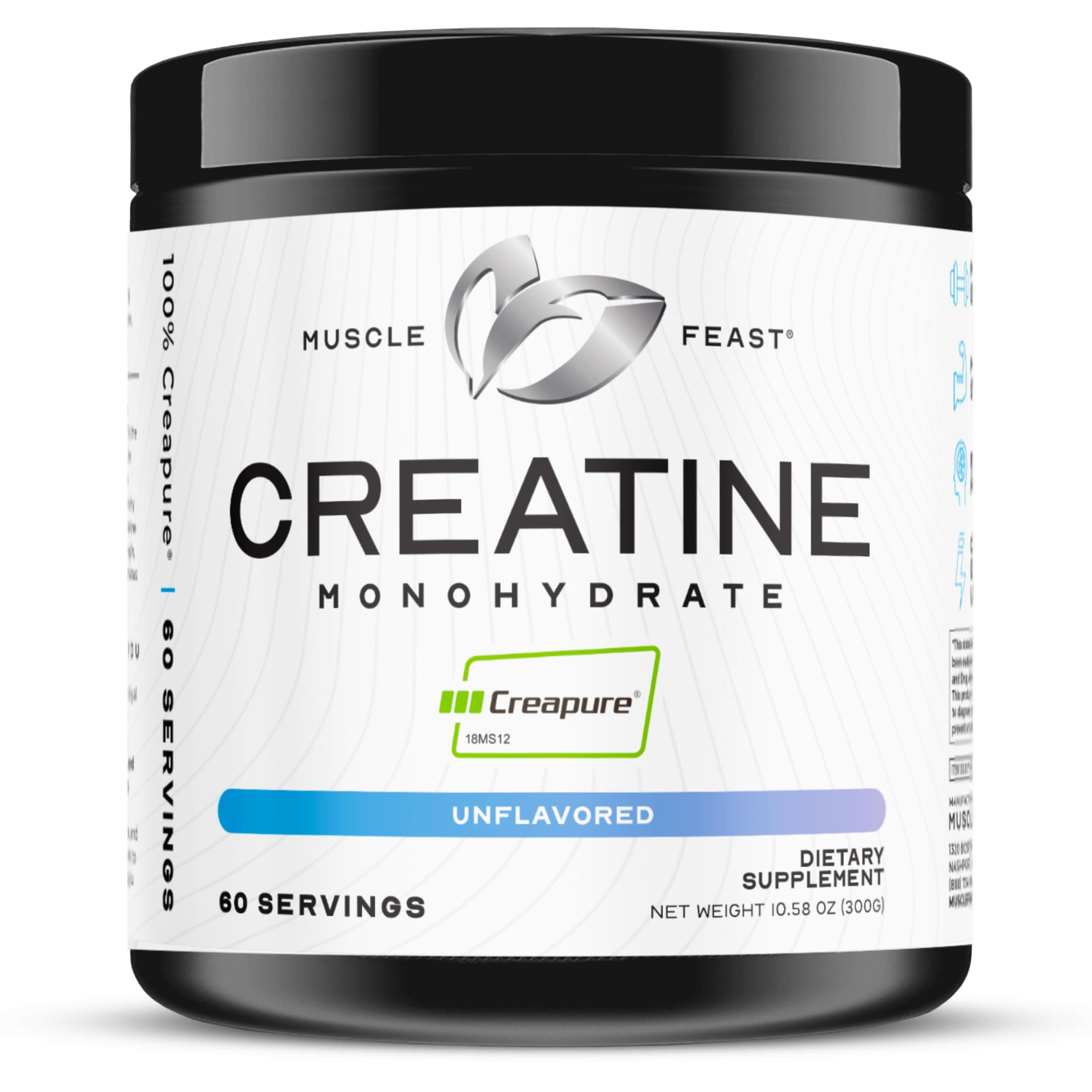 Creapure Creatine Monohydrate Powder, Vegan Keto Friendly Gluten-Free, Mass Gainer, Muscle Recovery Supplement and Trusted Creatine for Muscle Growth, Creatine Powder, Unflavored, 300g