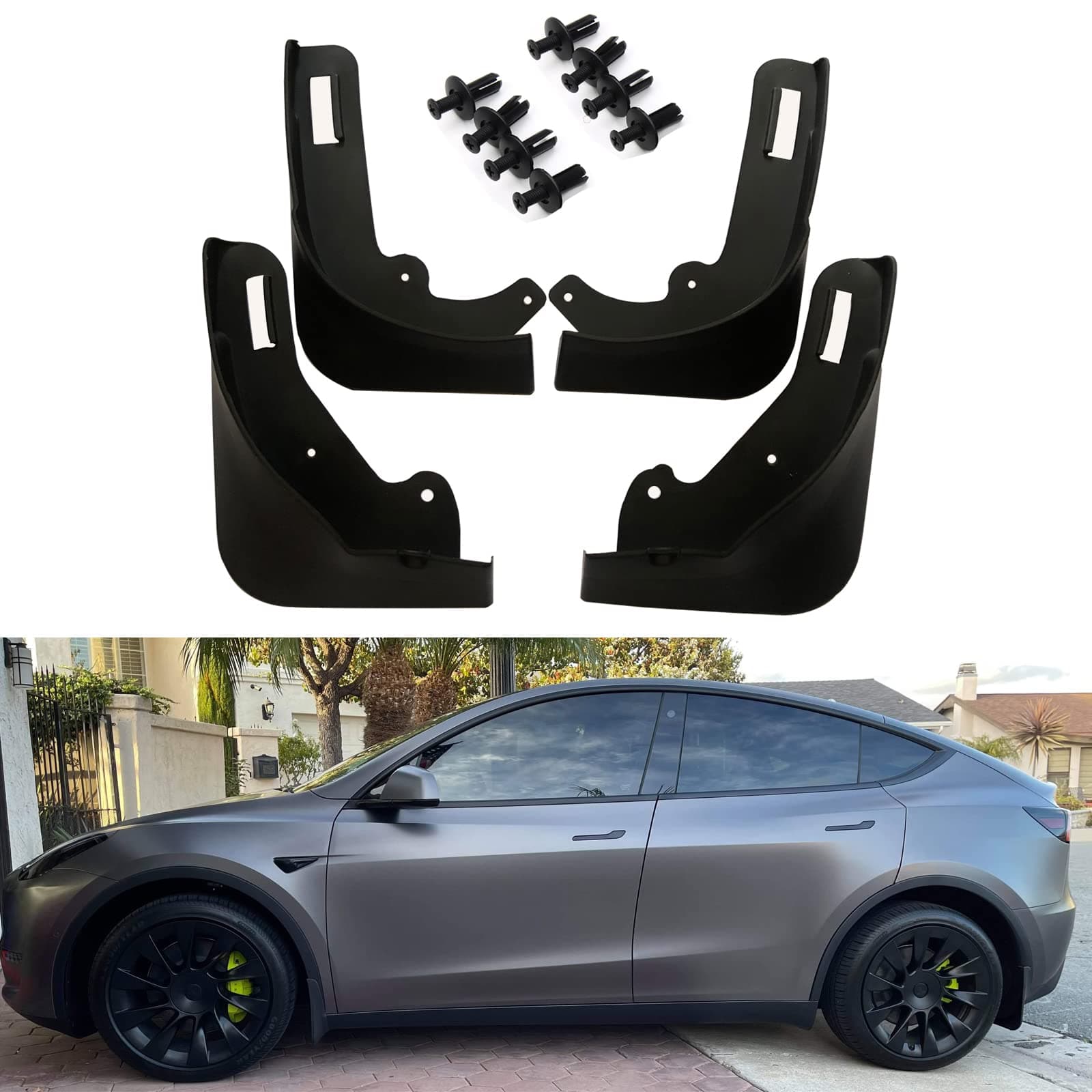 Car Mud Flaps Compatible with Tesla Model Y 2025 2024 2023 2022 2021 Splash Guards Mudguard Mudflaps Car Accessories, No Need to Drill Holes（Set of 4）