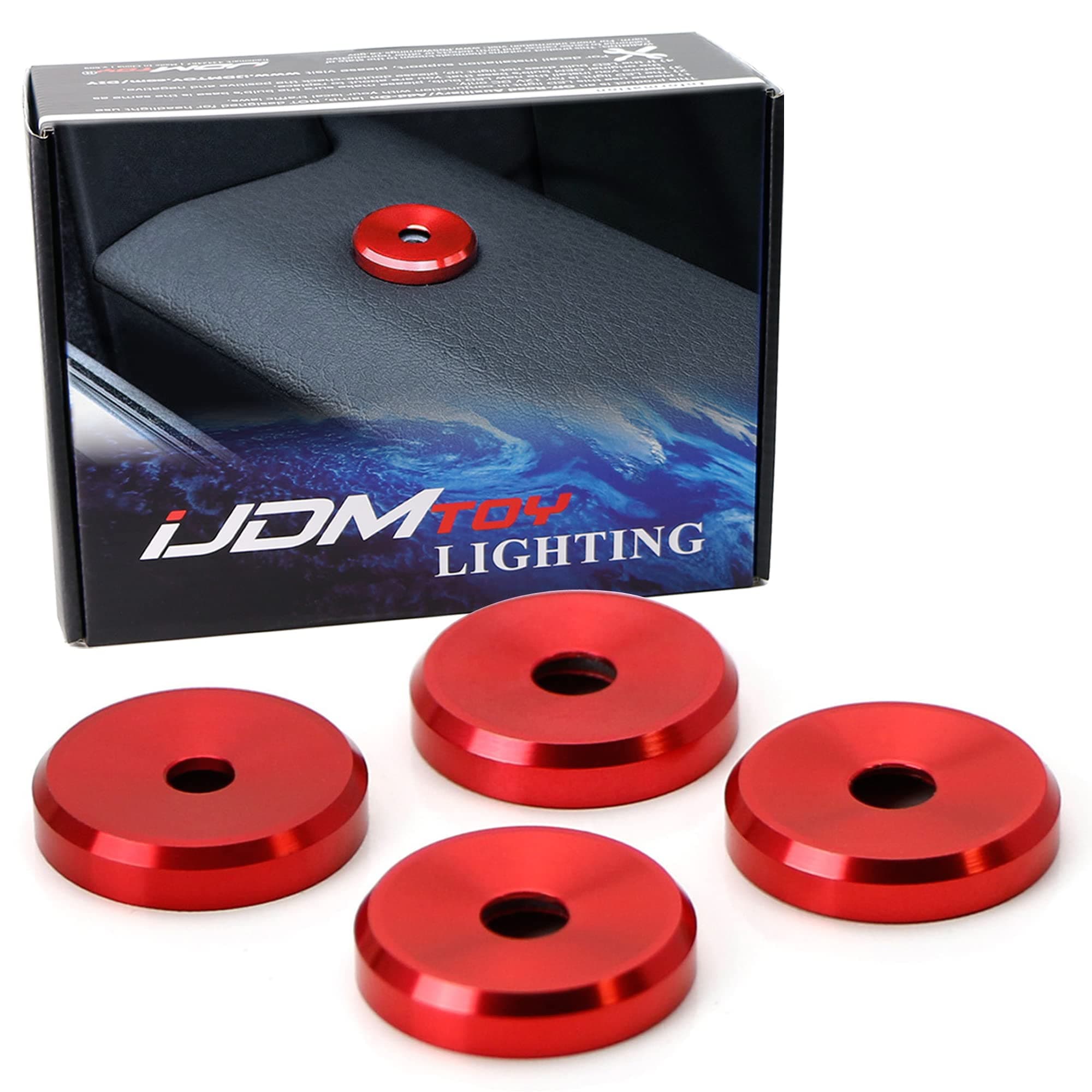 iJDMTOY 4pcs Sports Red Aluminum Decorative Door Lock Knob Covers Compatible with Porsche Cayenne Panamera Macan.