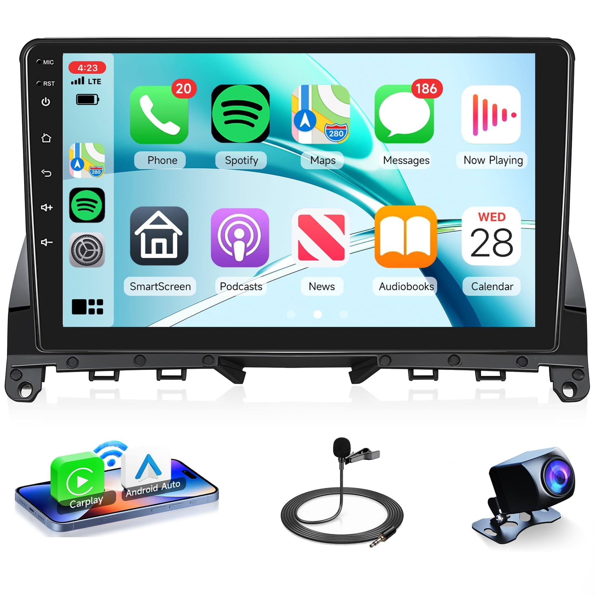 4Core 2G+64G Rimoody Android 13 Car Stereo Radio for Mercedes Benz C-Class C180 C200 C230 C250 C300 C350 W204 S204 2006-2011, 9'' Touchscreen Carplay Android auto Mirror Link GPS WiFi BT/FM/RDS