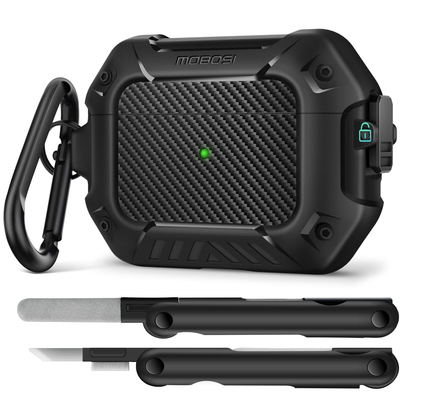 for AirPods Pro 2 Case, Compatible with AirPod 2nd Generation Cover [Compatible with MagSafe] with Lock&Keychain&Cleaner Kit, Full Body Shockproof Protective Hard Shell (2023), Black | with Cleaner Kit, Case Cover, with Lock & Keychain, Full Body Shockproof, 2023/2022/2019, Black