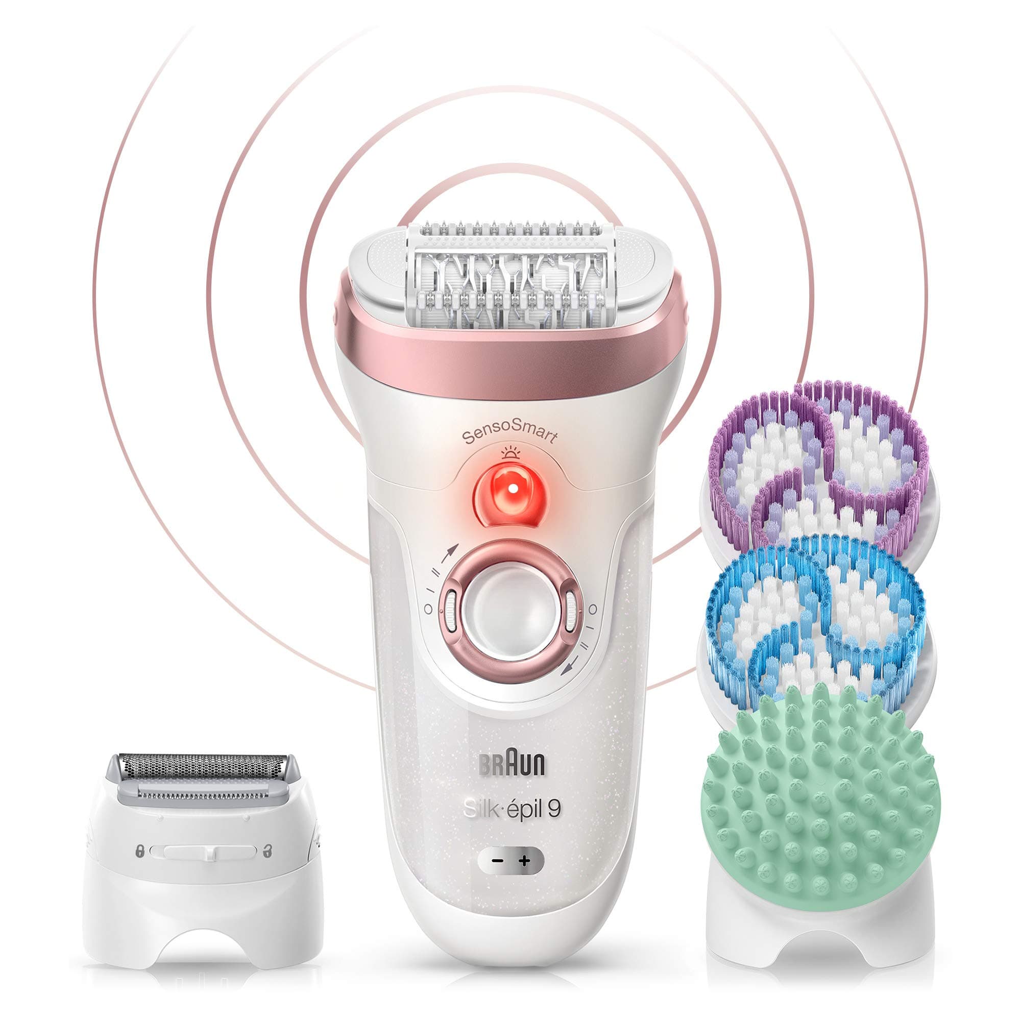 Braun Epilator for Women- Silk Epil 9, SES 9/897 Skin Spa SensoSmart-Wet & Dry, Legs, Body & Face-4 In 1,9 Attachments With A Travel Pouch