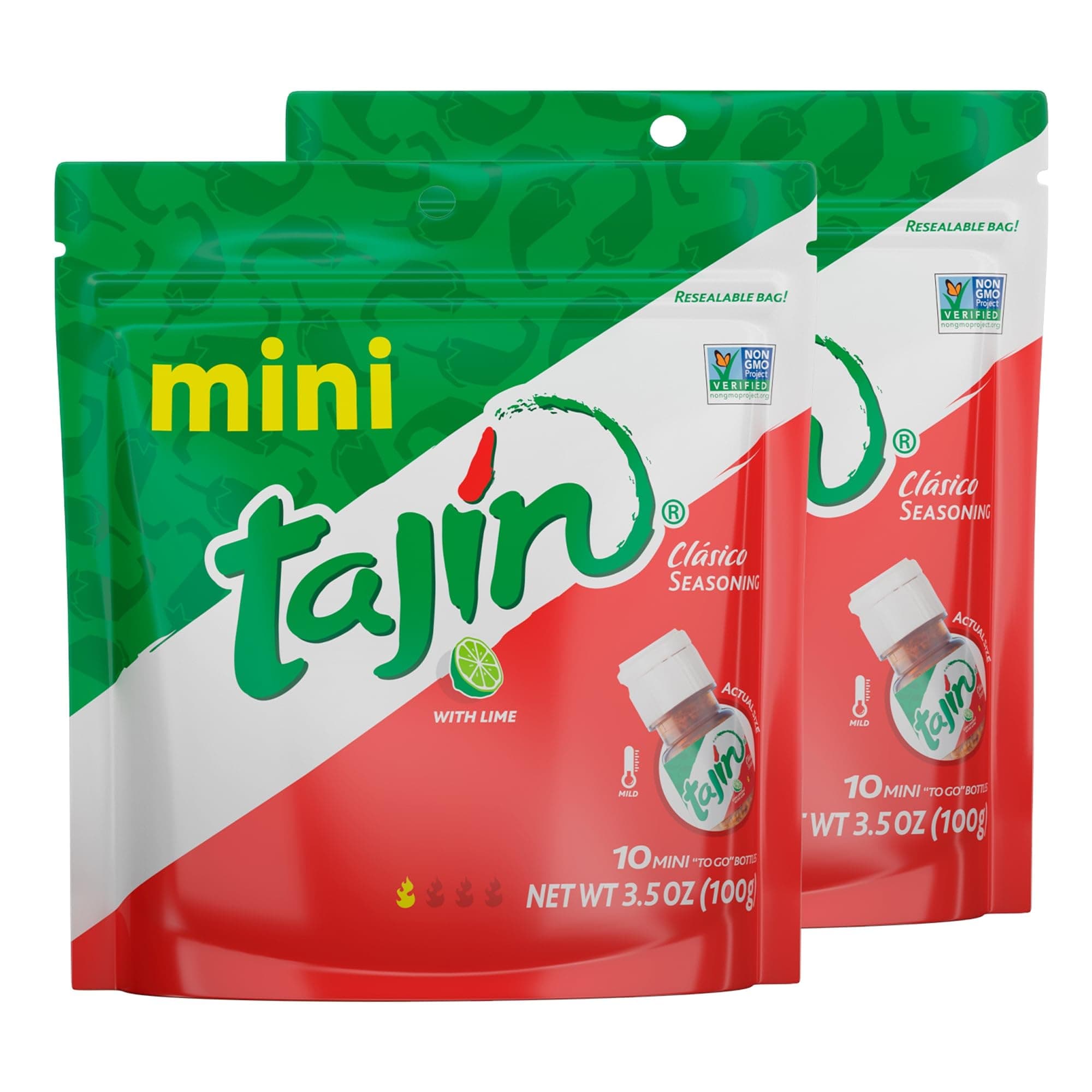Tajin Clásico Seasoning Mini Pouch,0.35 Ounce, 10 Mini Bottles (Pack of 2)