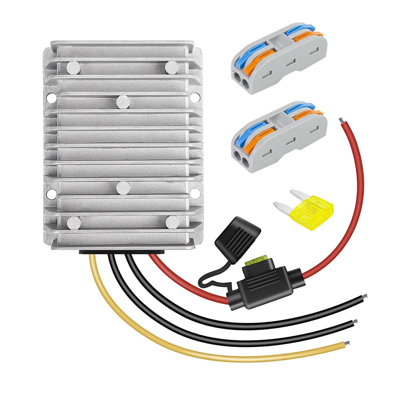 30A 360W DC 36V/48V to 12V Voltage Converter with Fuse - Waterproof Step Down Regulator Buck Reducer Power Transformer for Golf Cart - DC 36V/48V to 12V 30A