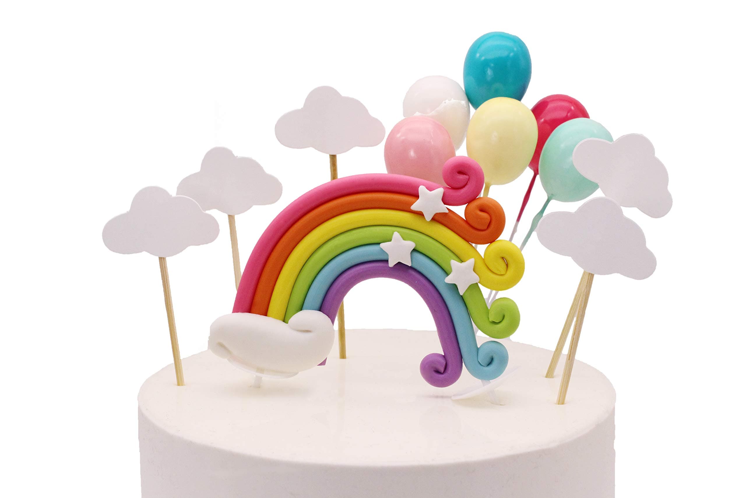 Colorful Rainbow Cake Topper Birthday Wedding Cake Flags Cloud Balloon cake flag Birthday Party Baking Decoration Supplies