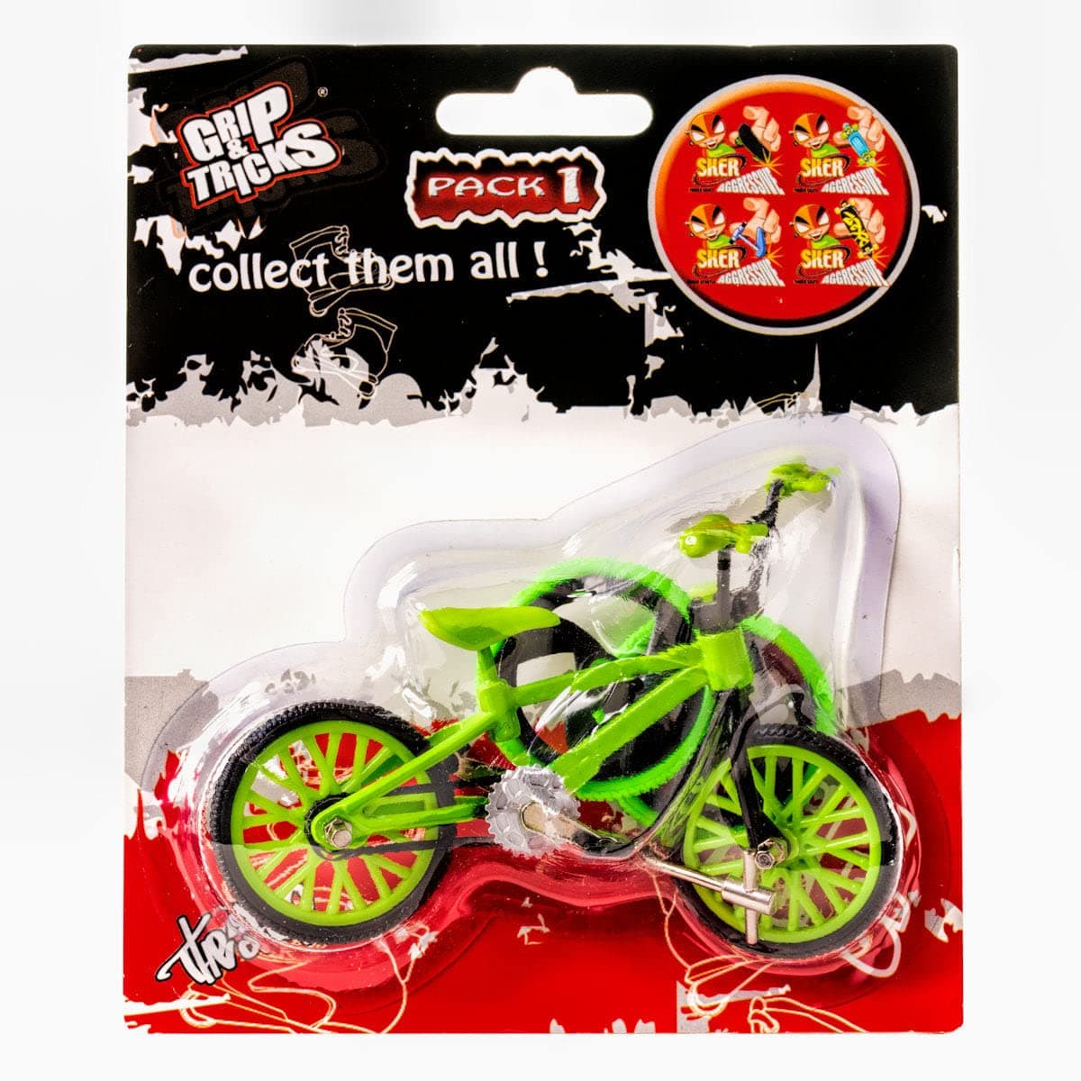 SPIRITRIDERS GRIP TRICKSGreen Finger BMX Freestyle with 2 Extra Wheels & 1 Tool - Pack 1 - Finger Toy for 6+ Kids