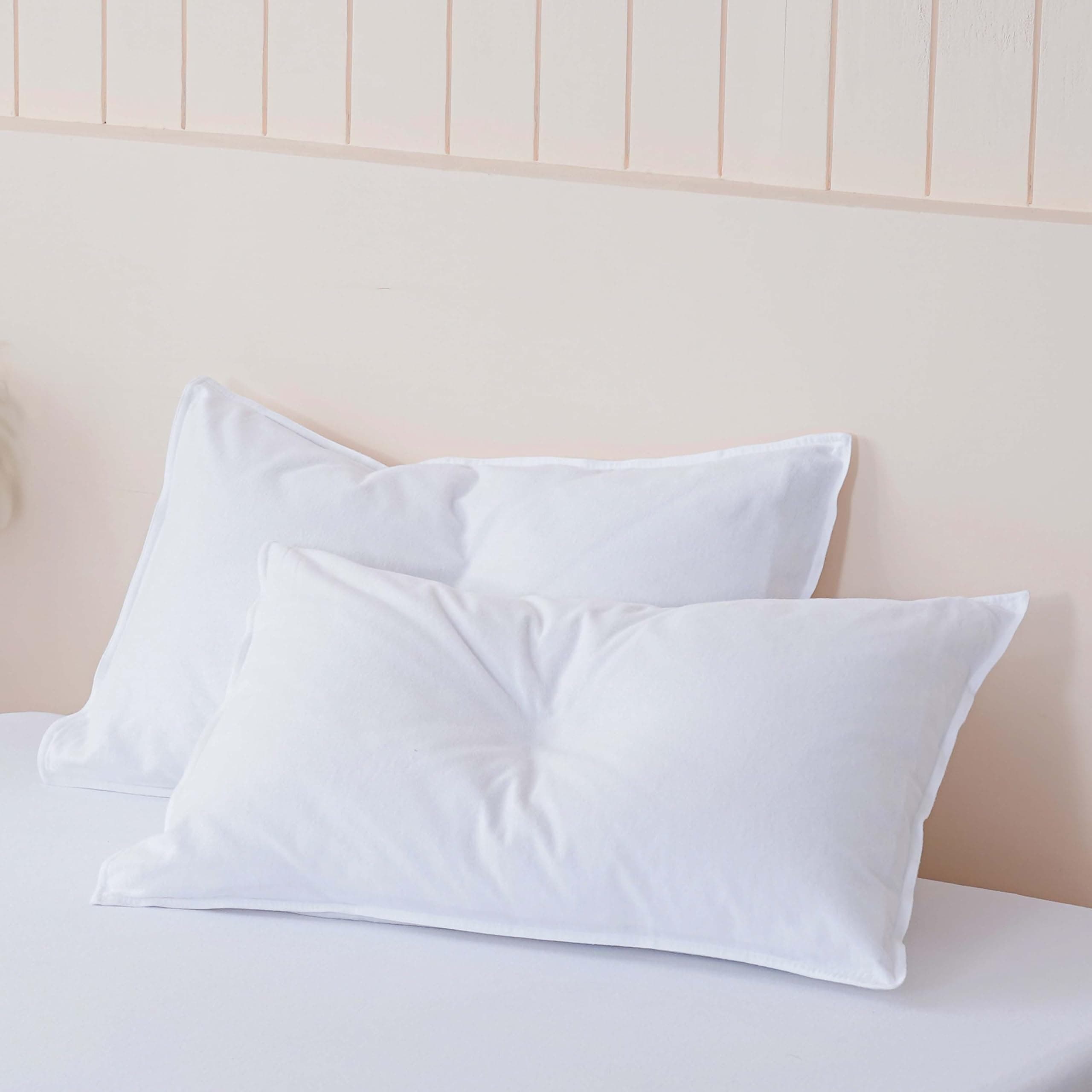 Sheet Story 100% Brushed Cotton Pillow Cases 2 Pack - 50x75cm Size - Super Soft and Cosy Flannelette - White Pillowcases 2 Pack