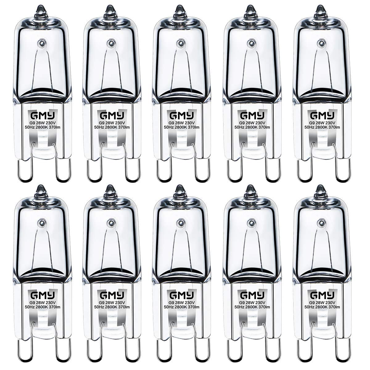 GMY G9 Halogen Bulbs 28W (29W) 230V 320Lm 2800K Warm White Dimmable Light Bulb for Ceiling Light 10 Pack