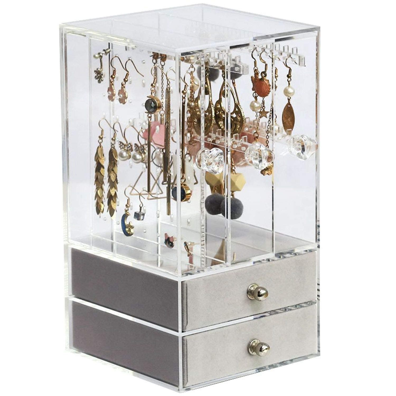 HOSEN Acrylic Earring Holder And Jewelry Box ，Clear Jewelry Organizer ，earring holder organizer ，Necklace Earrings & Bracelet Hanger Acrylic Display Storage Case Decor, Large Size