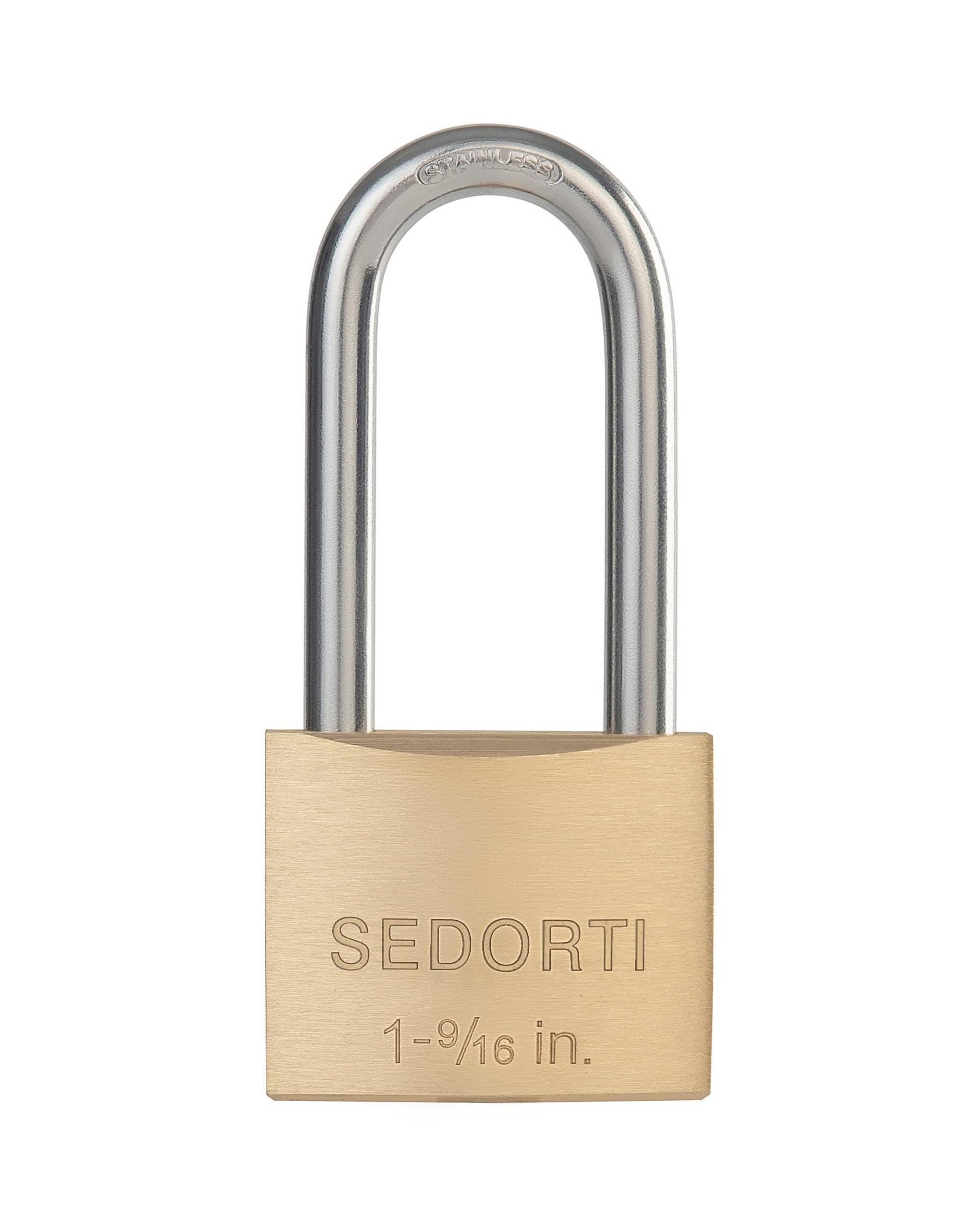 Outdoor Weatherproof Padlock with Stainless Steel Shackle and Solid Brass Body, Marine Grade Rustproof Long Lock for Sheds, Storage Unit School Gym Locker, Fence, Toolbox, Hasp Storage
