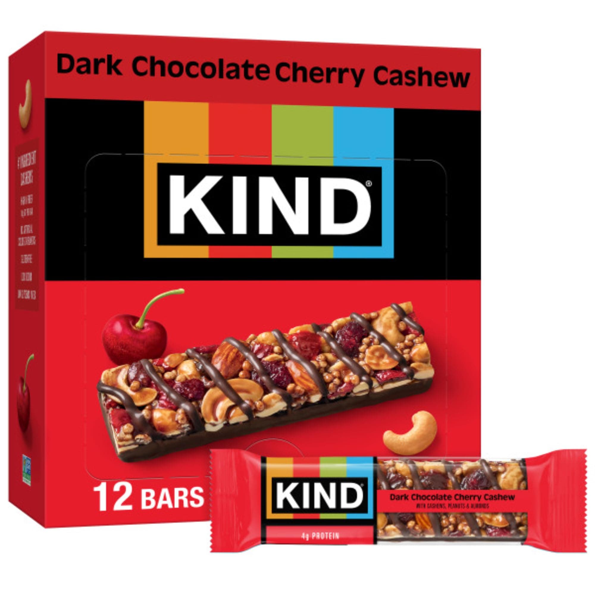 PLUS, Dark Chocolate Cherry Cashew + Antioxidants, Gluten Free Bars (Pack of 12)