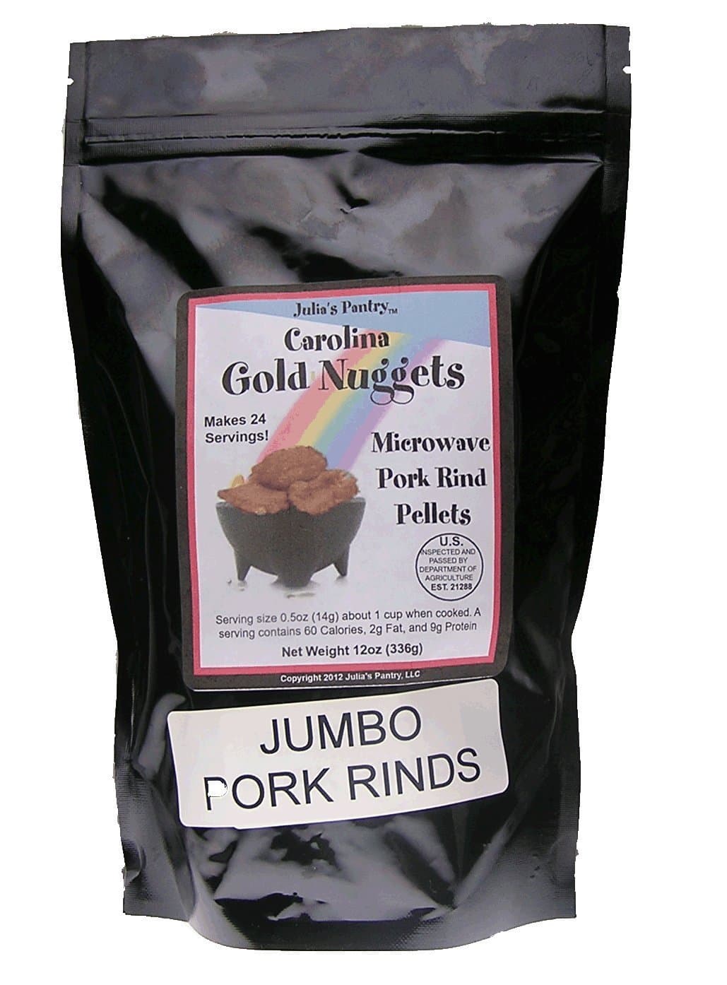 Carolina Gold Nuggets Pork Rinds Large Jumbo Chicharrones Package, 12 oz.