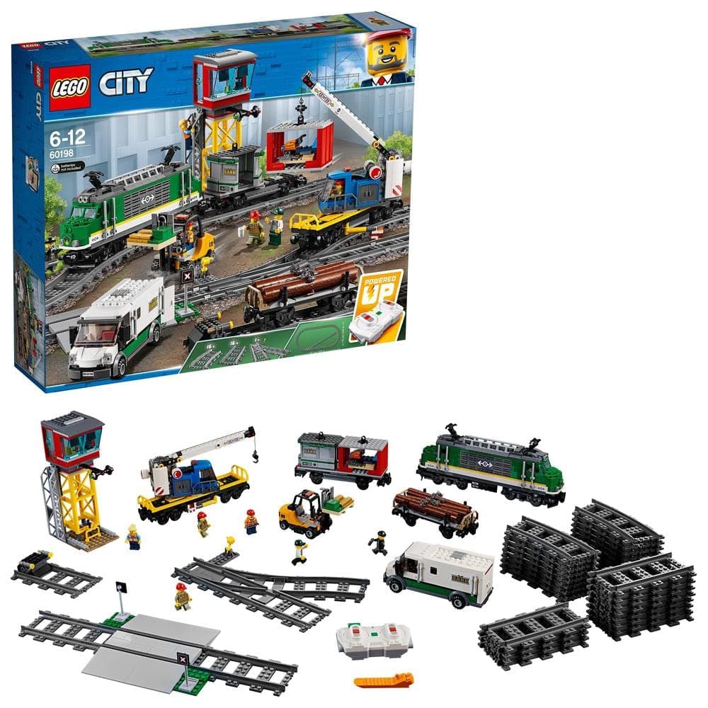 60198 City Cargo Train, Toys for Kids, Boys 7 Girls Aged 6 plus Years Old, Remote Control Set, Battery Powered Engine with Bluetooth Connection, 3 Wagons and Tracks
