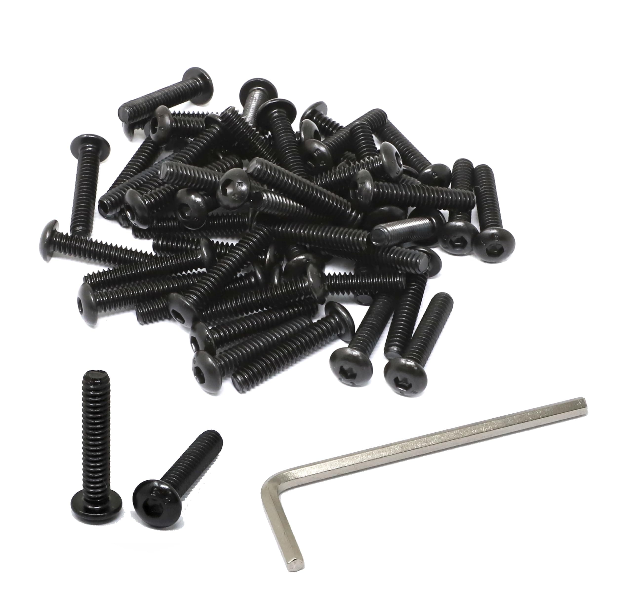 iexcell 50 Pcs #10-24 x 1 Alloy Steel 10.9 Grade Hex Socket Button Head Cap Screws Bolts Kit, Black Oxide Finish
