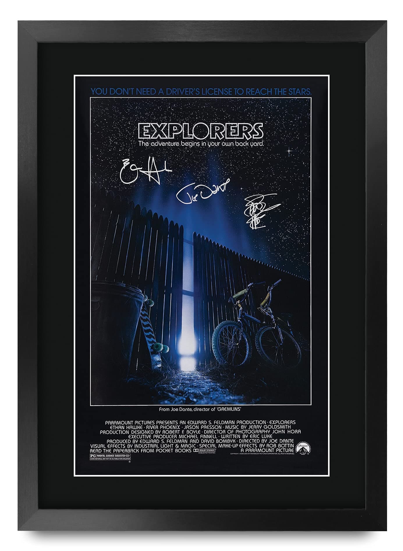 HWC Trading FR A3 Explorers Ethan Hawke, River Phoenix Gifts Printed Poster Signed Autograph Picture for Movie Memorabilia Fans - A3 Framed, Black