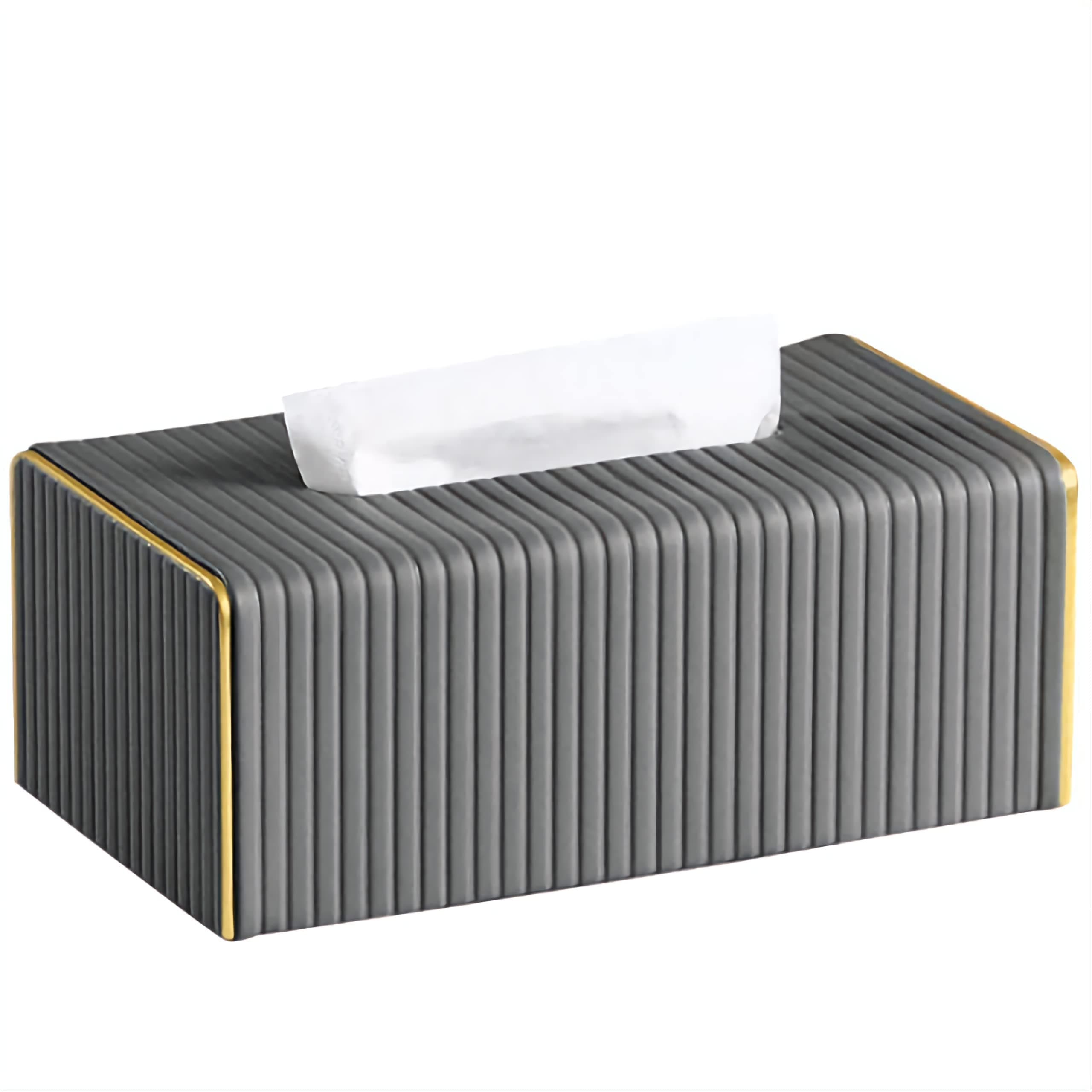 bpa Alhdhd Leather tissue box cover, Decorative tissue box Holder for Home Living Room, Bedroom, Kitchen, Office, Bathroom | Car Tissue Holder (dark grey)