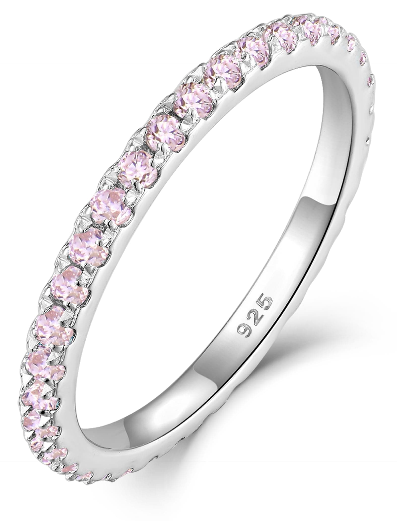 Stackable Ring 925 Sterling Silver Wedding Eternity Bands Birthstone Stacking Rings for Women