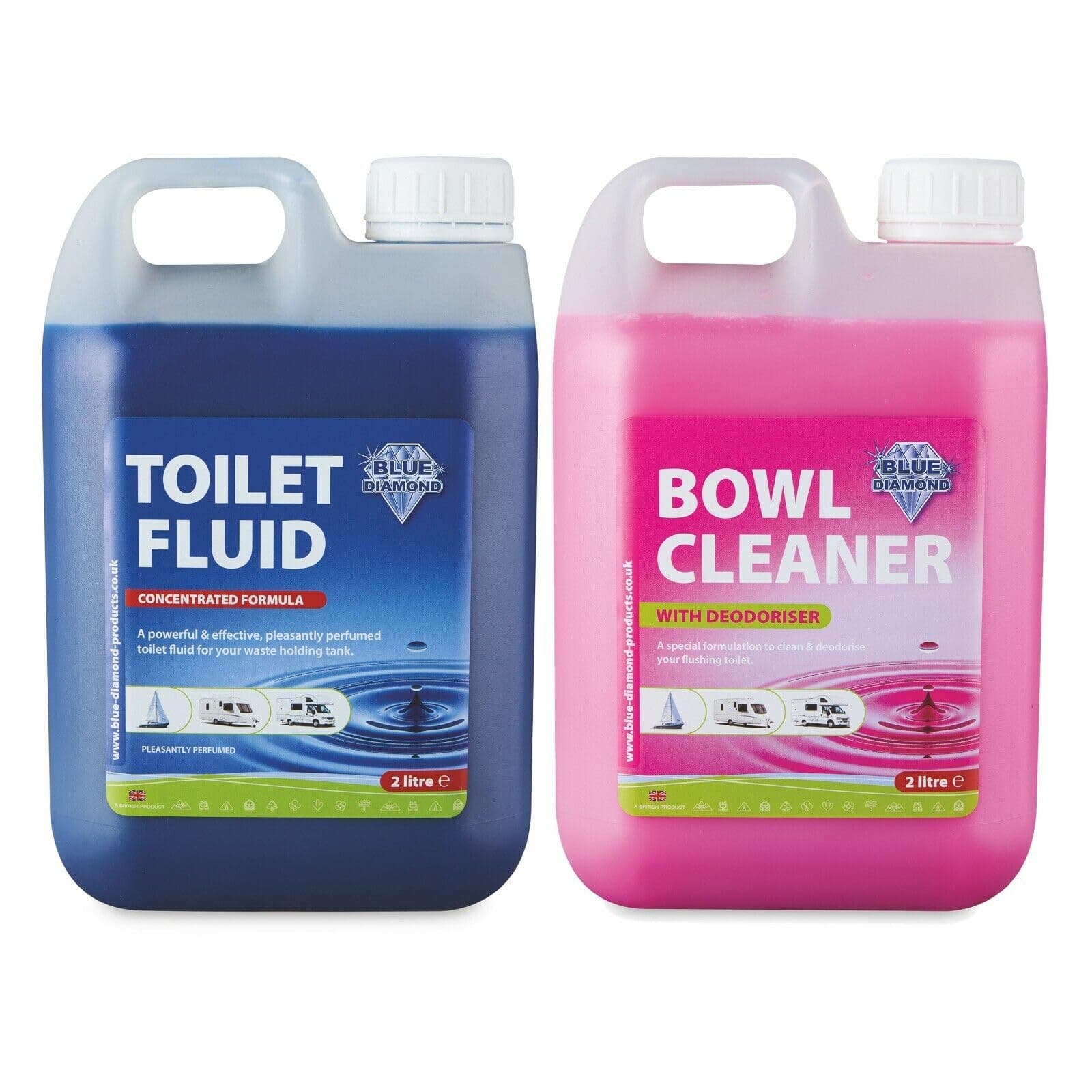 Mountain Warehouse Blue Diamond Twin Pack Toilet Fluid and Bowl Cleaner