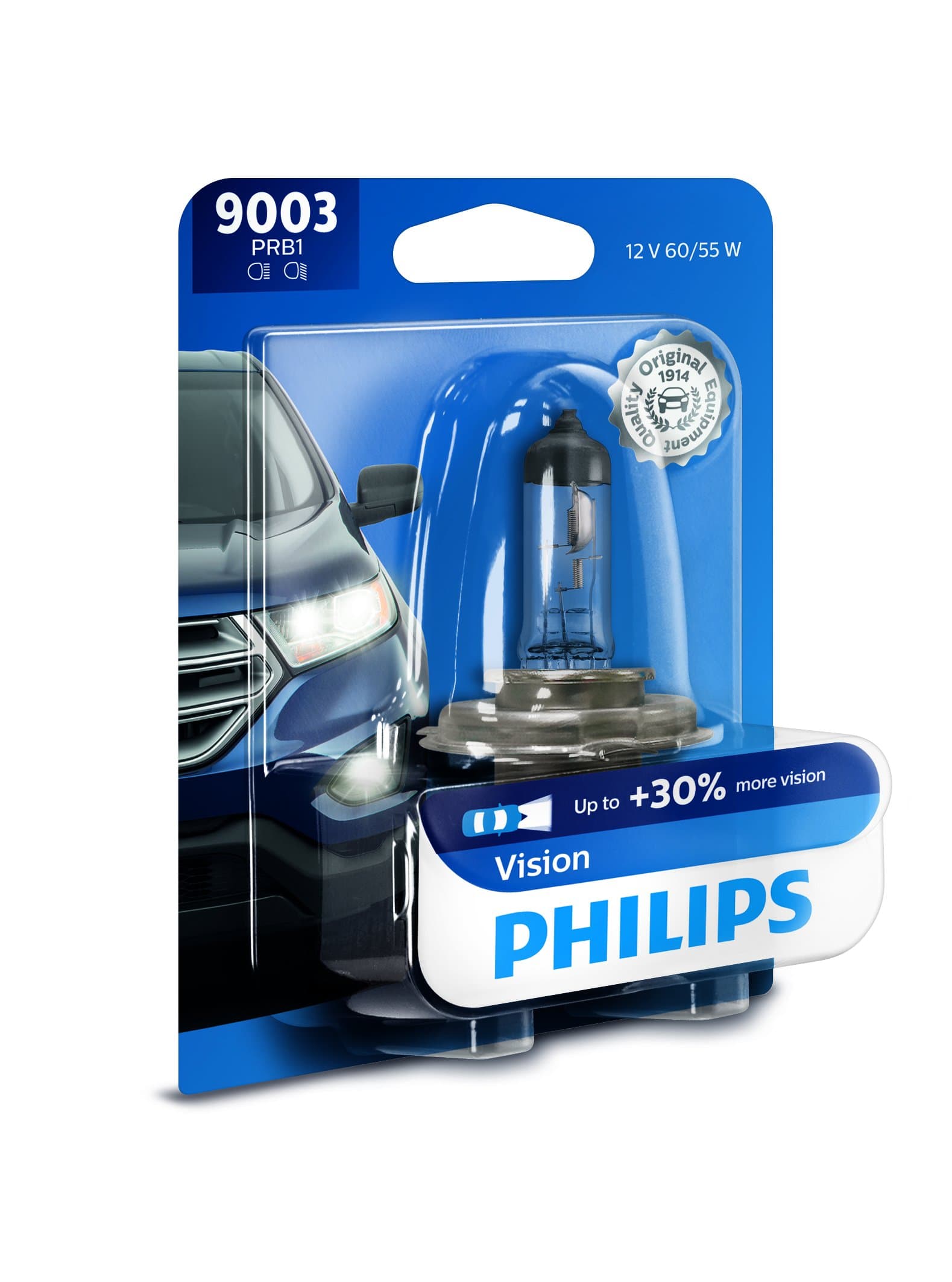 Philips 9003 Vision Upgrade Headlight Bulb, 1 Pack