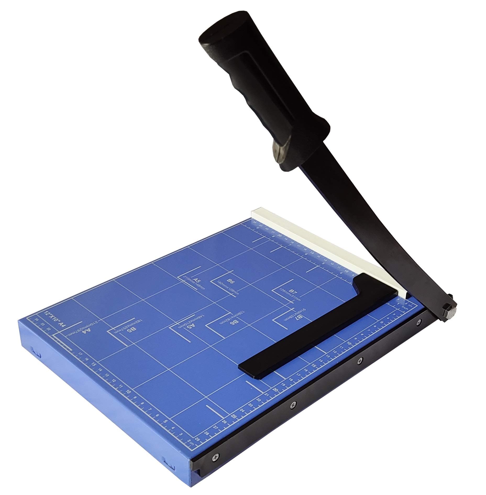 Heavy Duty Professional Magnetic A4 Paper Cutter Photo Cutter Guillotine Trimmer Office Cutting Machine Photo Studio Home and Craft (A4, B5, A5, B6, B7) (12.5 x 9.8 x 1.2 inch) (Blue)