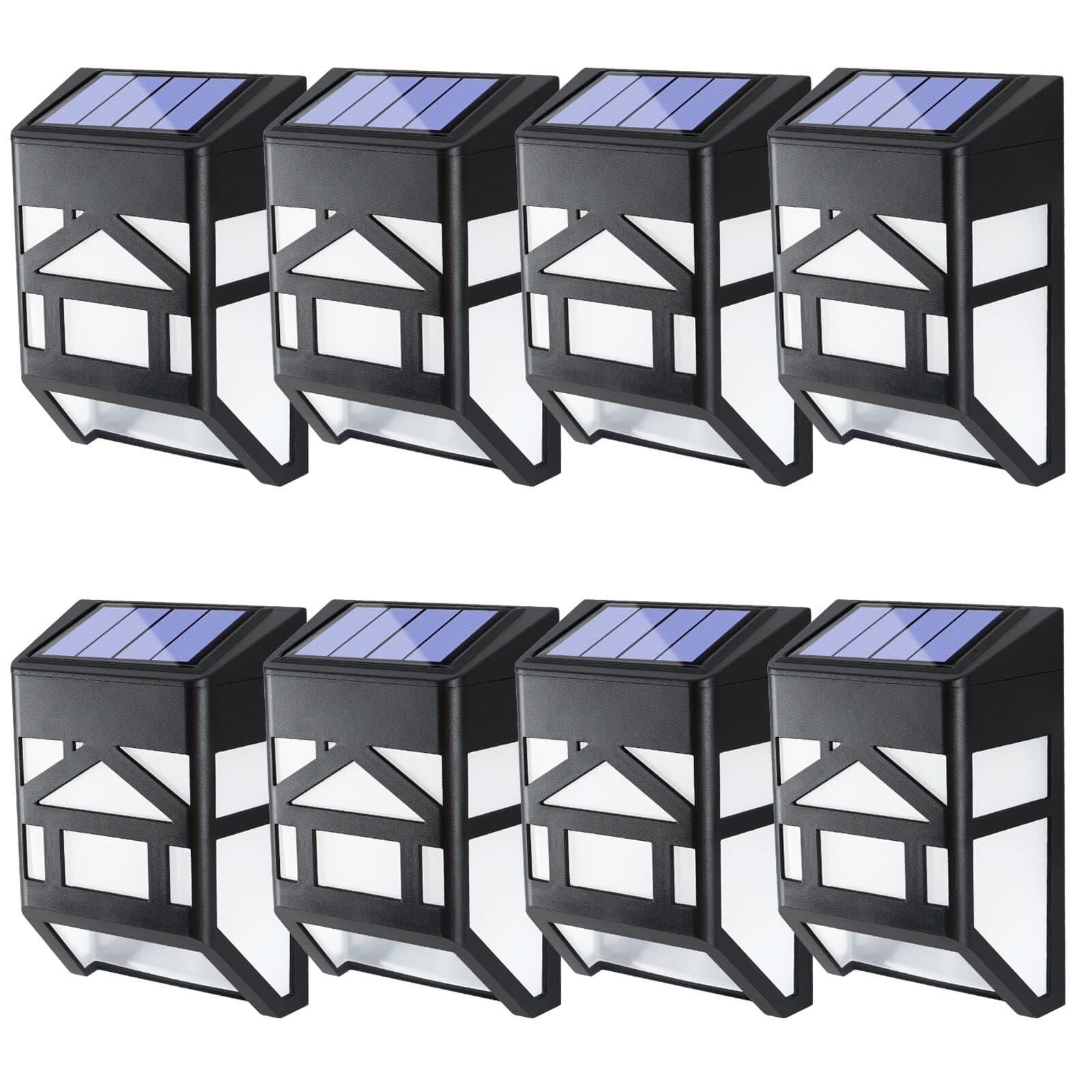 Solar Wall Lights,LED Solar Fence Light Waterproof Deck Lamp Outdoor Decor Landscape Light for Garden Courtyard Walkway, House Design, White Light (8 pcs) …