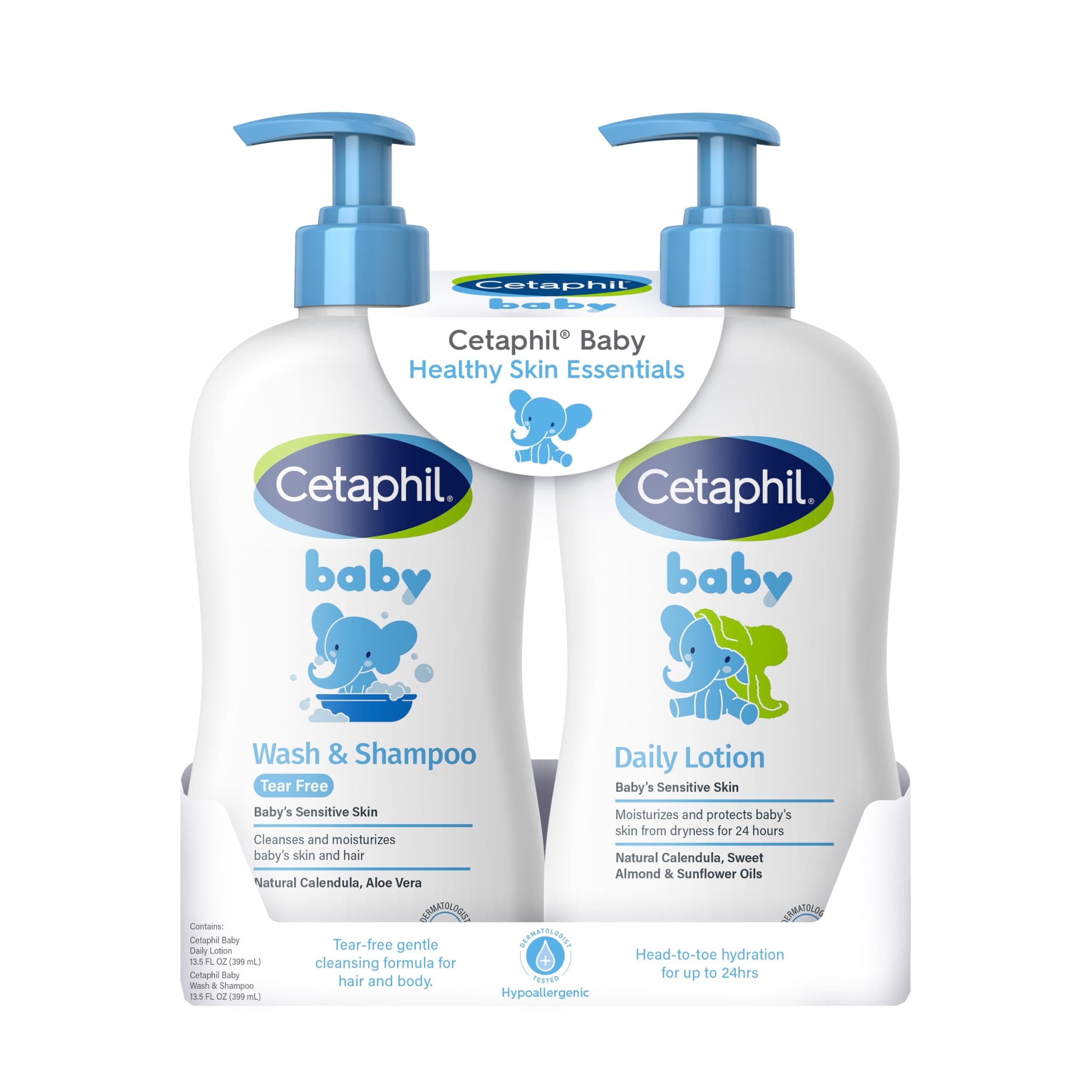 Cetaphil, Baby, Healthy Skin Essentials Set, 2 Piece Set, Shampoo and Lotion, Kids