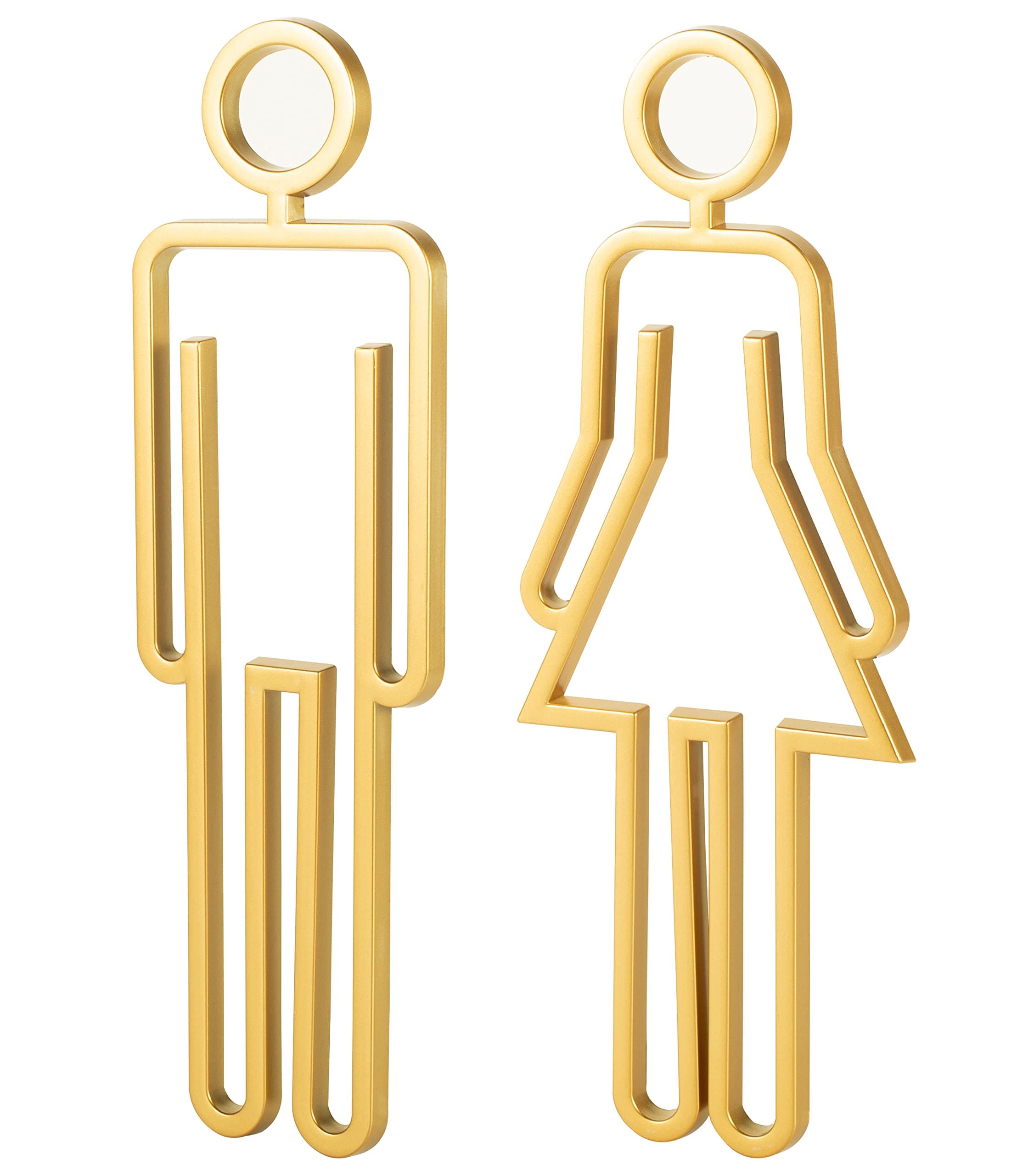 Acrylic Adhesive Backed Men's and Women's Bathroom Sign, Bathroom Door Signs, Restroom Signs for Business,Bathroom Signage (Golden)